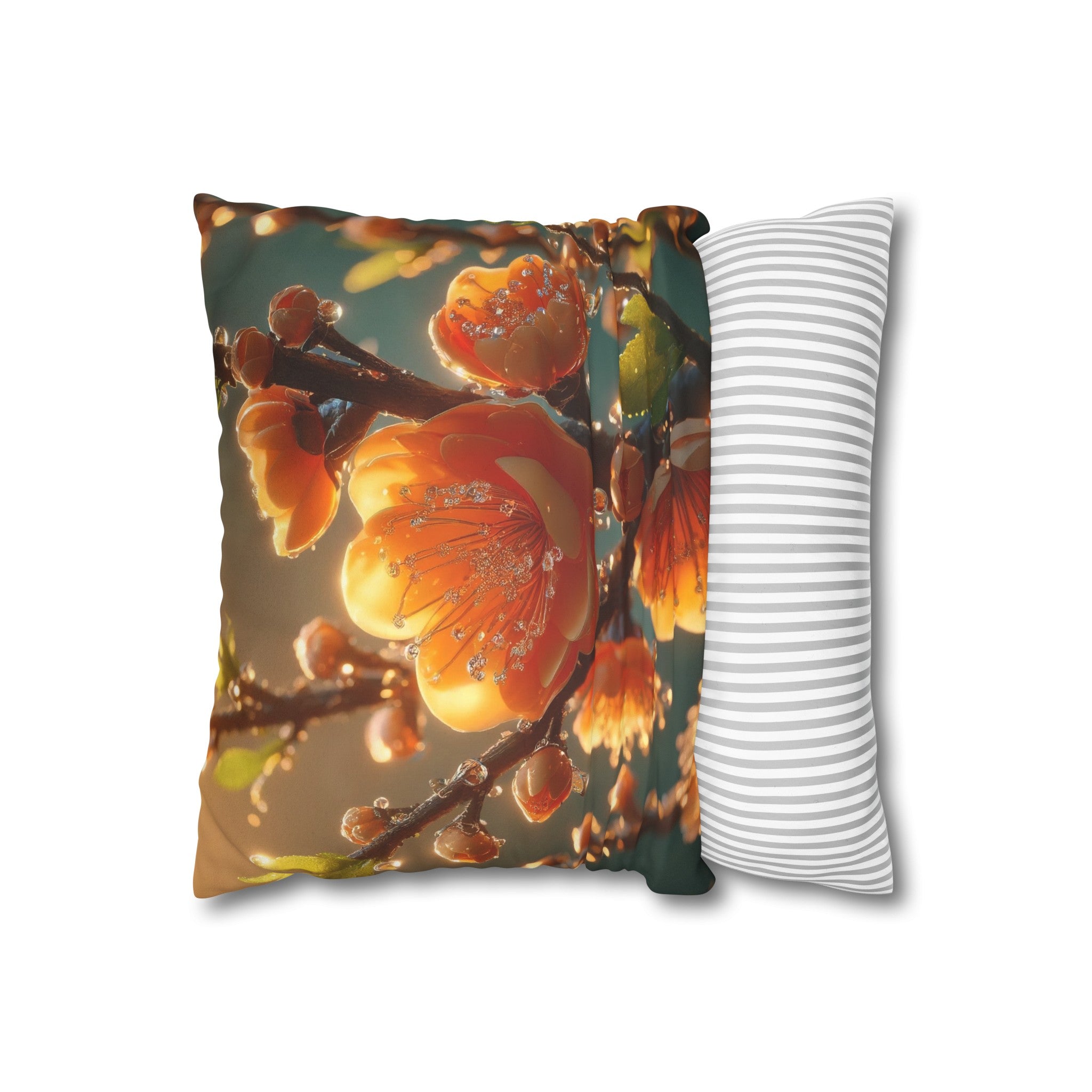 Orange diamond flowers (2) - Suede Square Pillowcase