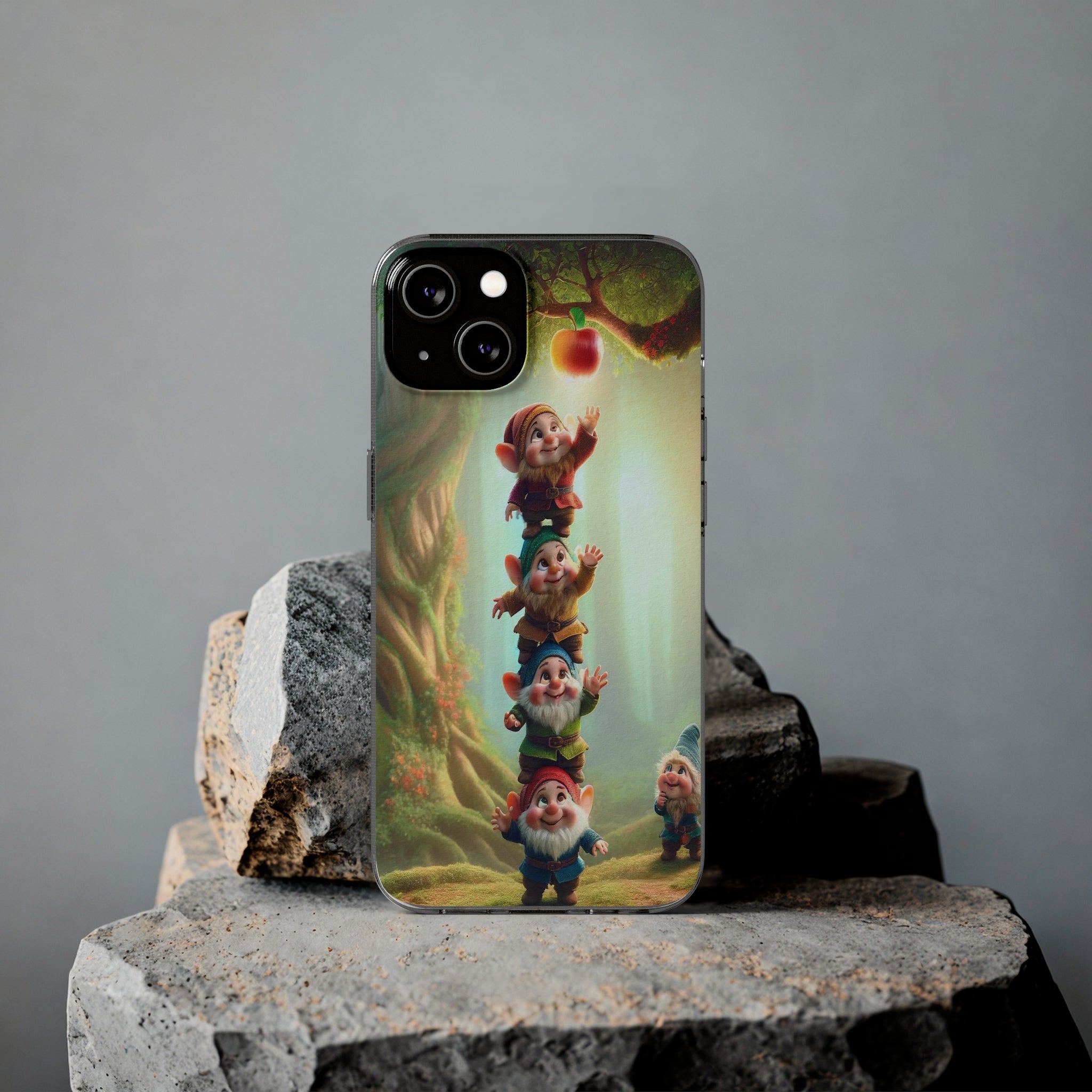 Gnomes reaching an apple - Soft Phone Case