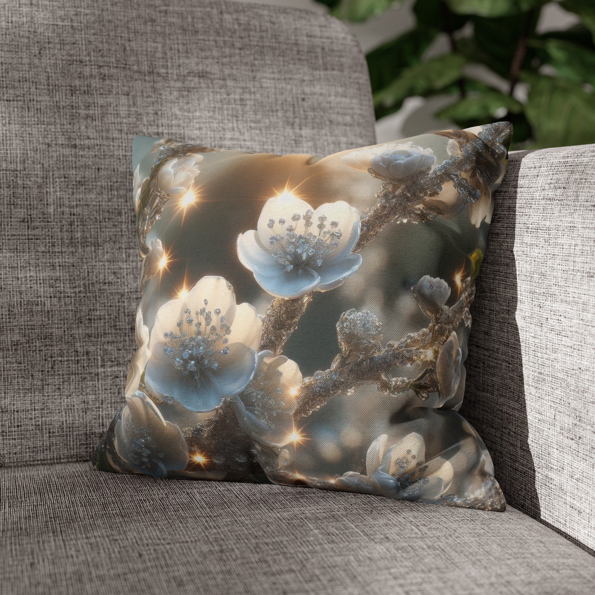 White diamond flowers (1) - Polyester Square Pillowcase