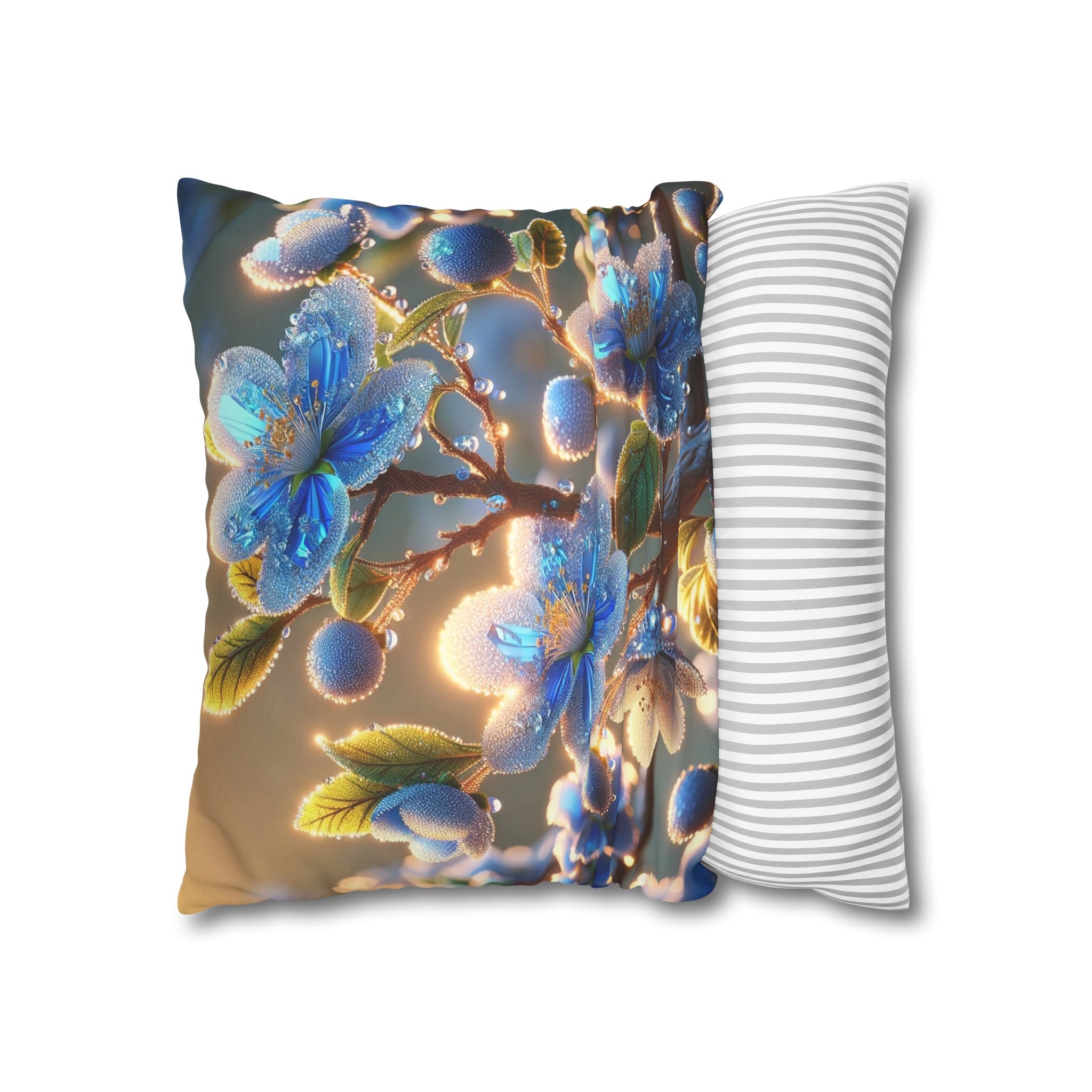 Blue,diamond flowers (2) - Suede Square Pillowcase