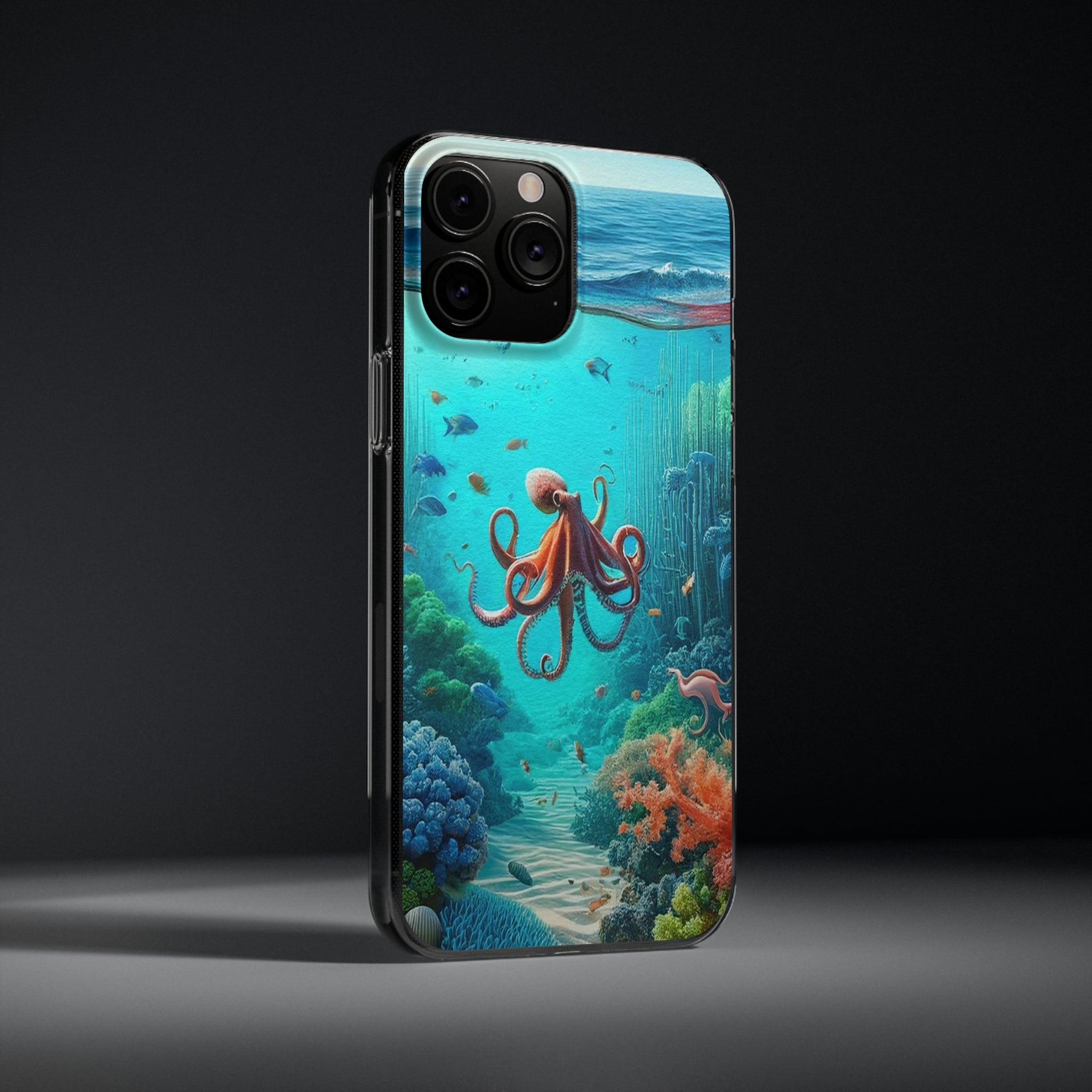 Octopus in turquoise water - Soft Phone Case