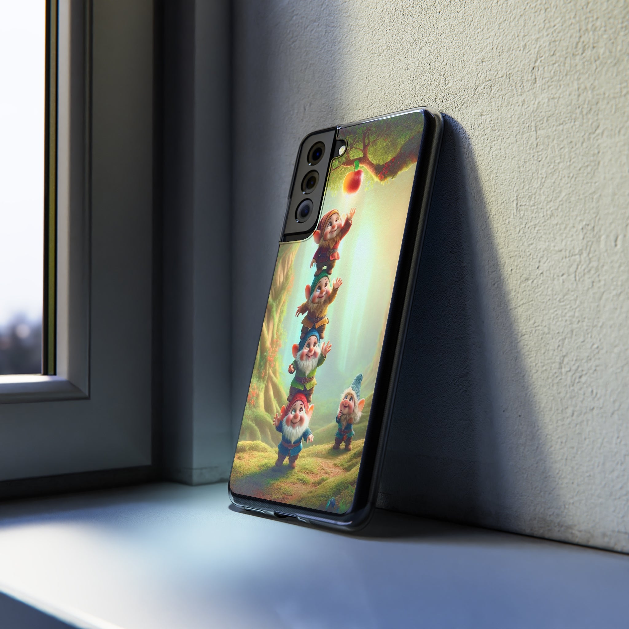 Gnomes reaching an apple - Soft Phone Case