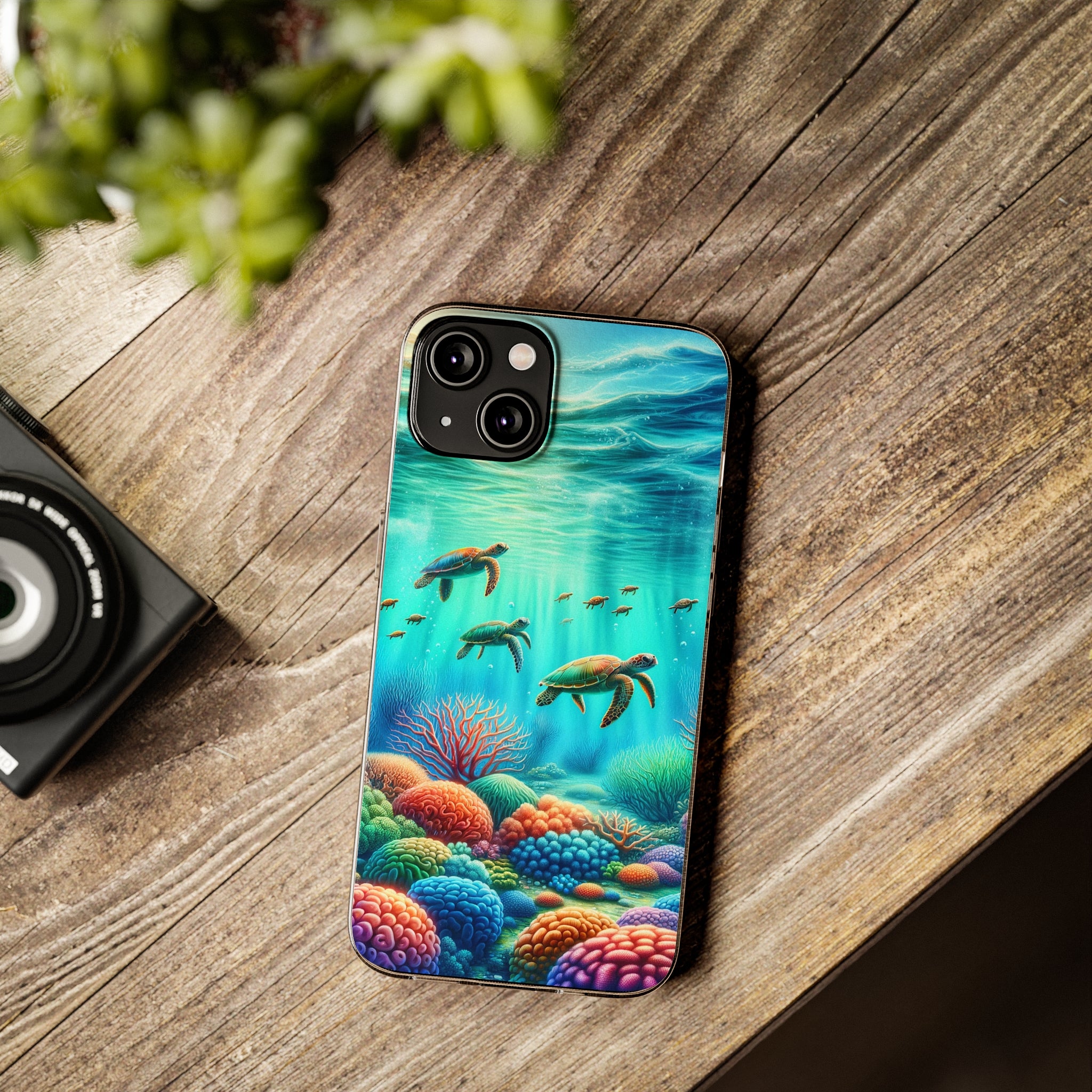 Turtles and coral reef - Soft Phone Case