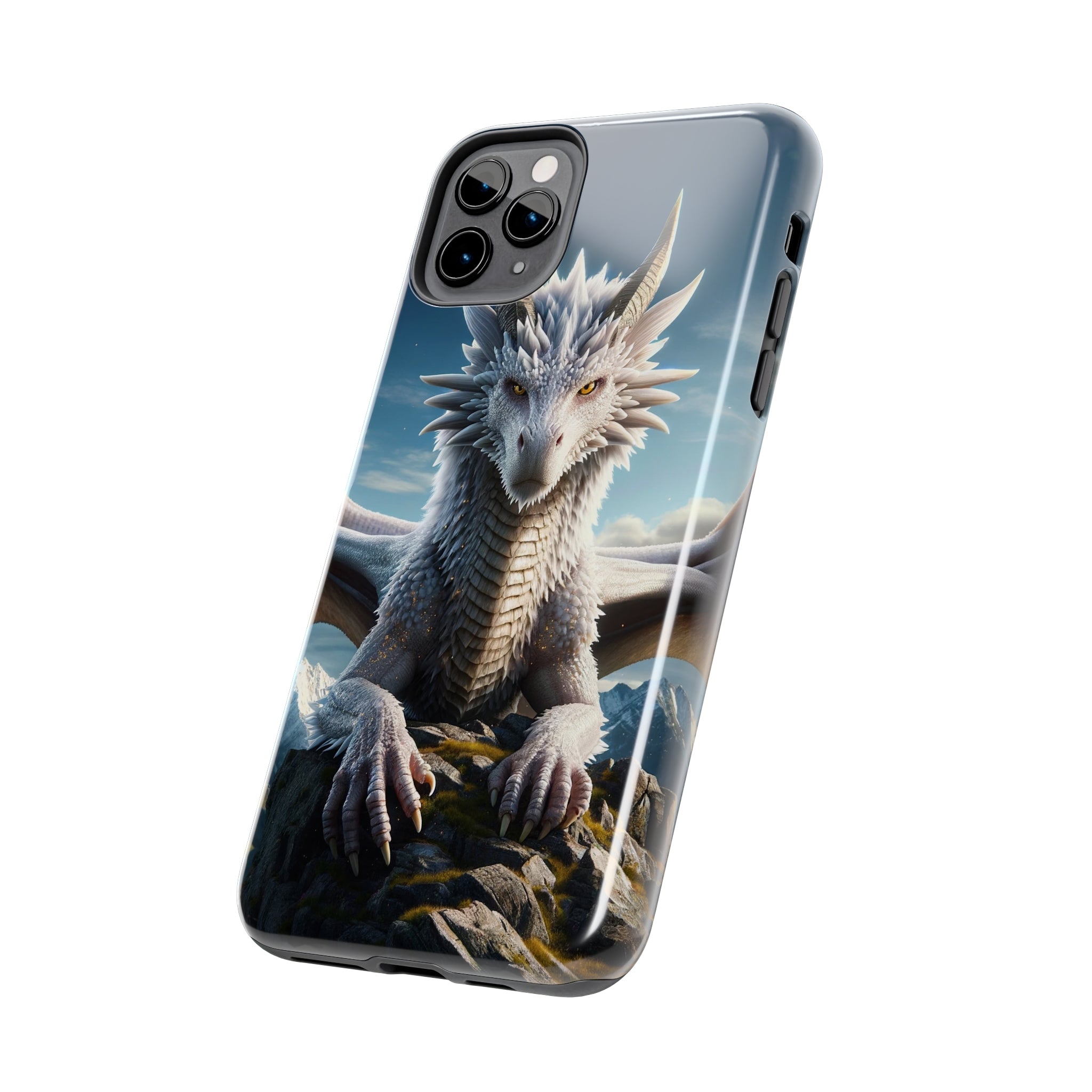 White dragon on a rock - Tough Phone Case