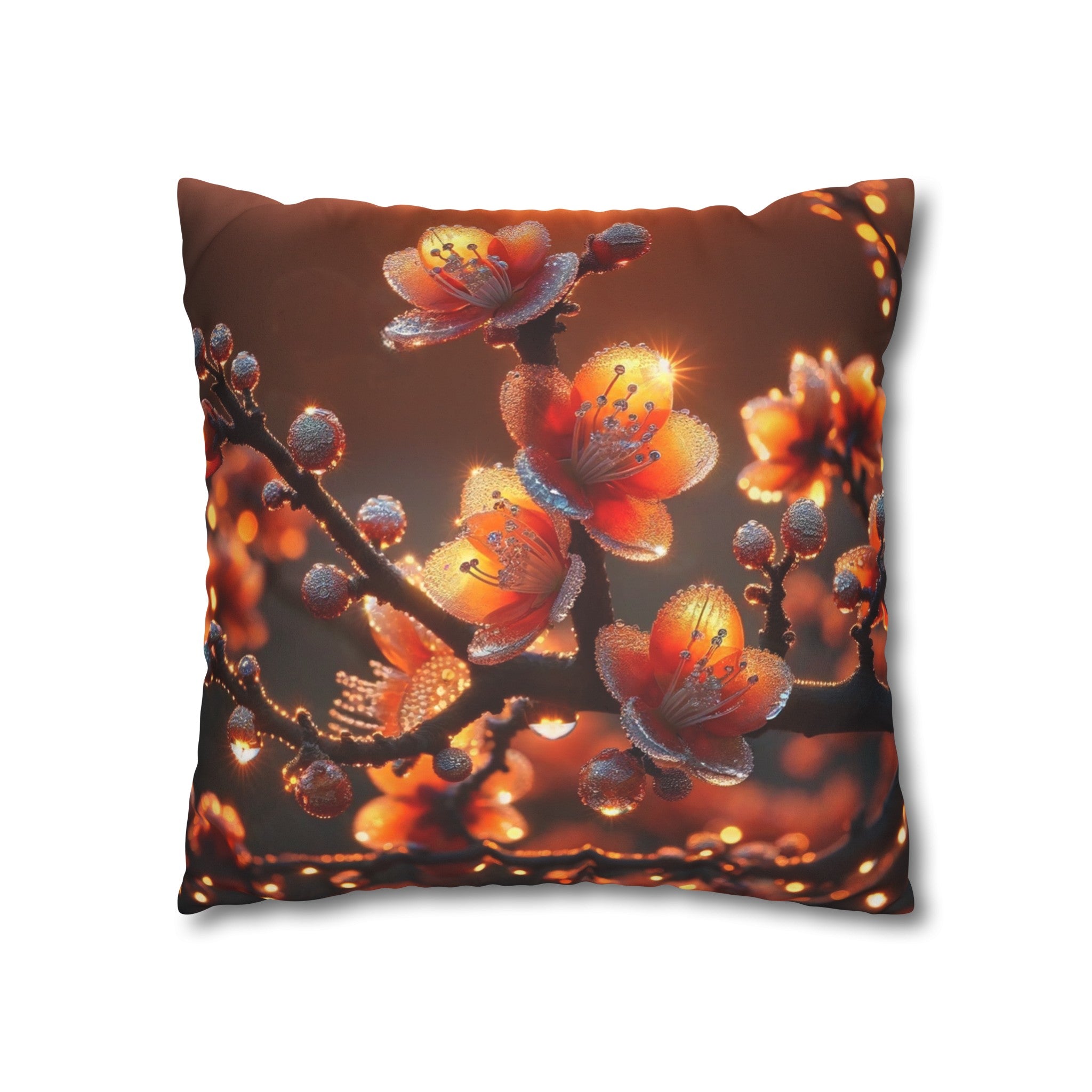 Orange diamond flowers (1) - Suede Square Pillowcase