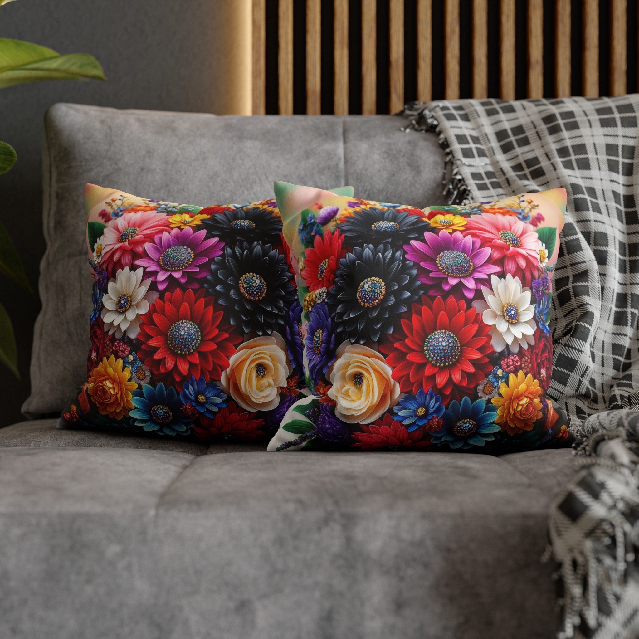 Colourful Bouquet (3) - Suede Square Pillowcase