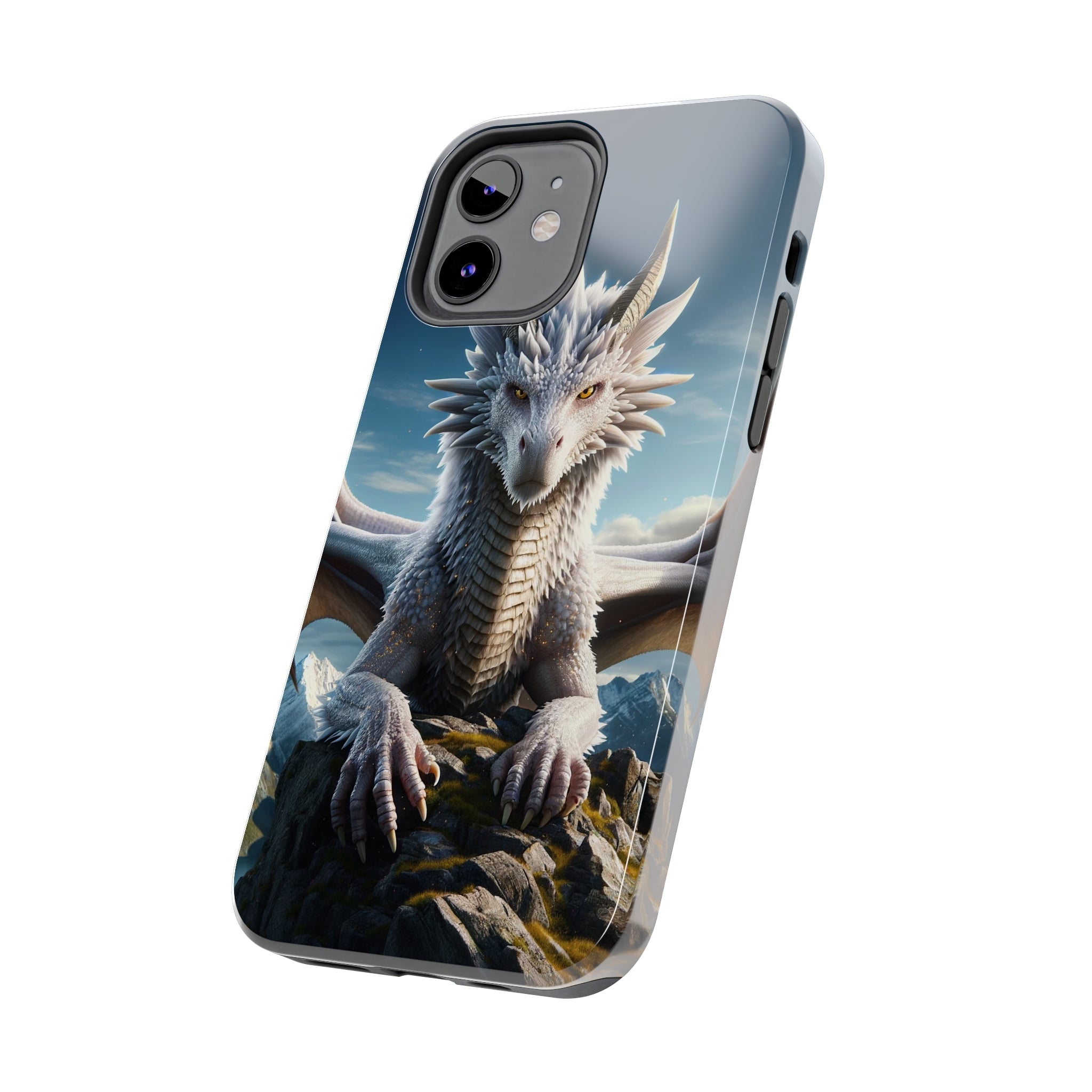 White dragon on a rock - Tough Phone Case