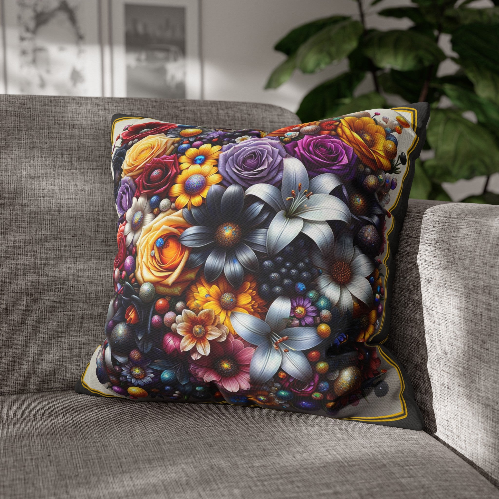 Colourful Bouquet (3) - Polyester Square Pillowcase