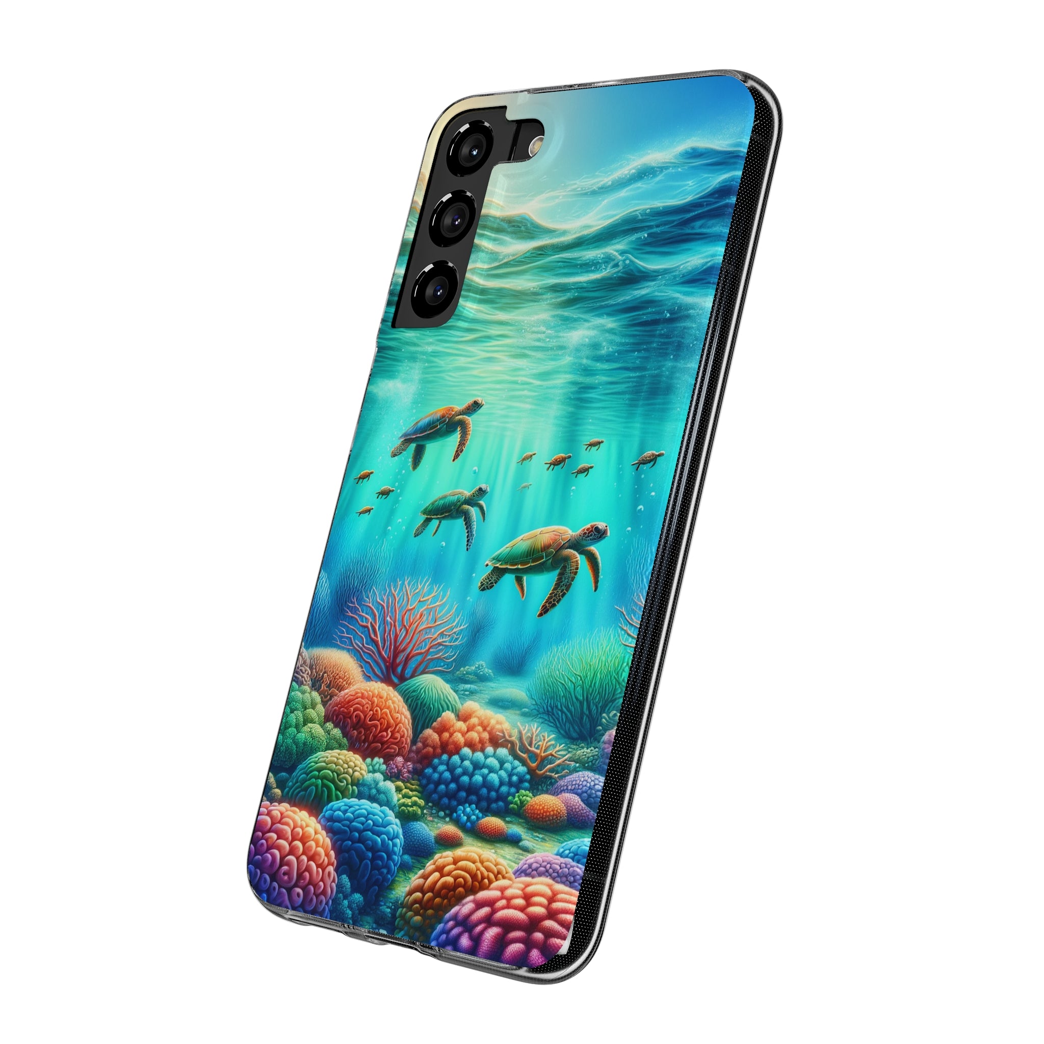 Turtles and coral reef - Soft Phone Case