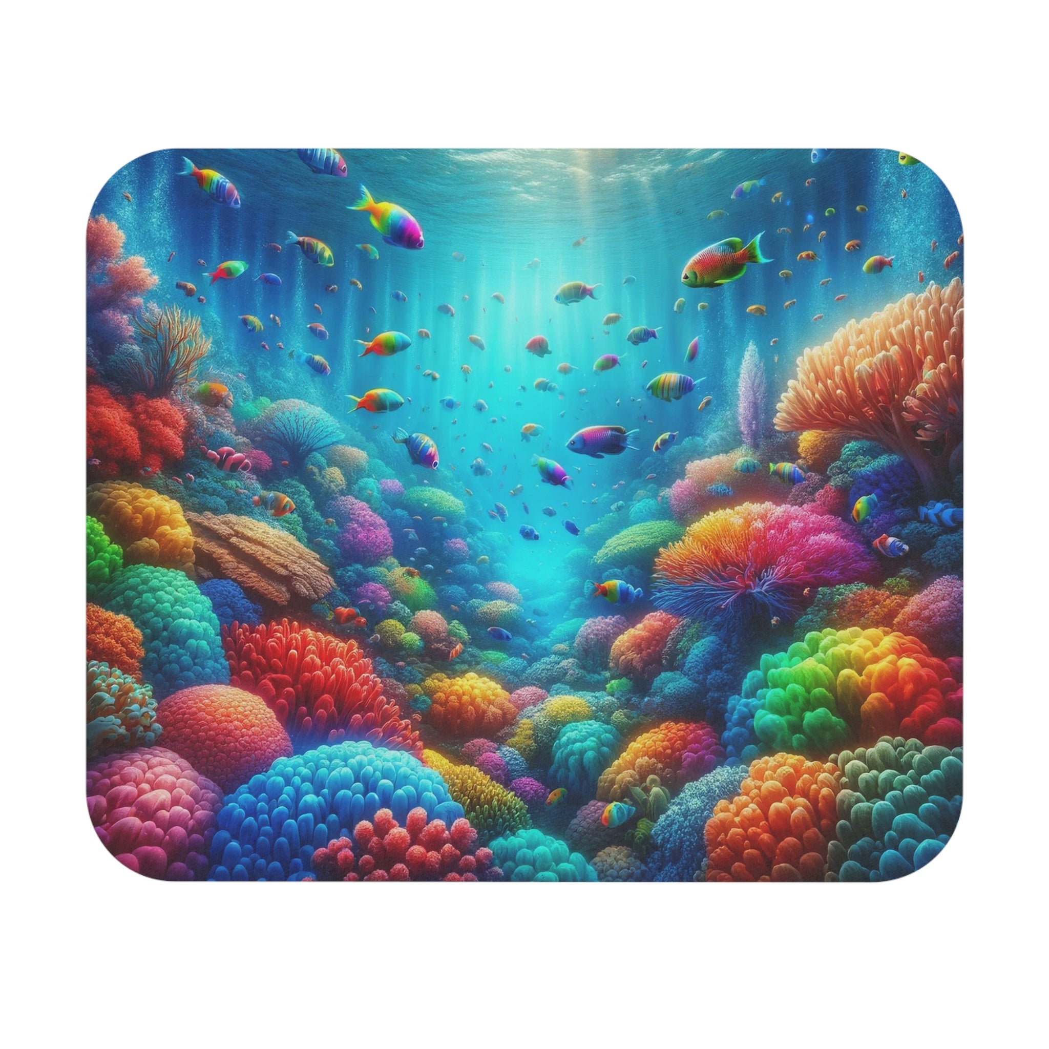 Colourful fish around coral reef - Mouse Pad (Rectangle)