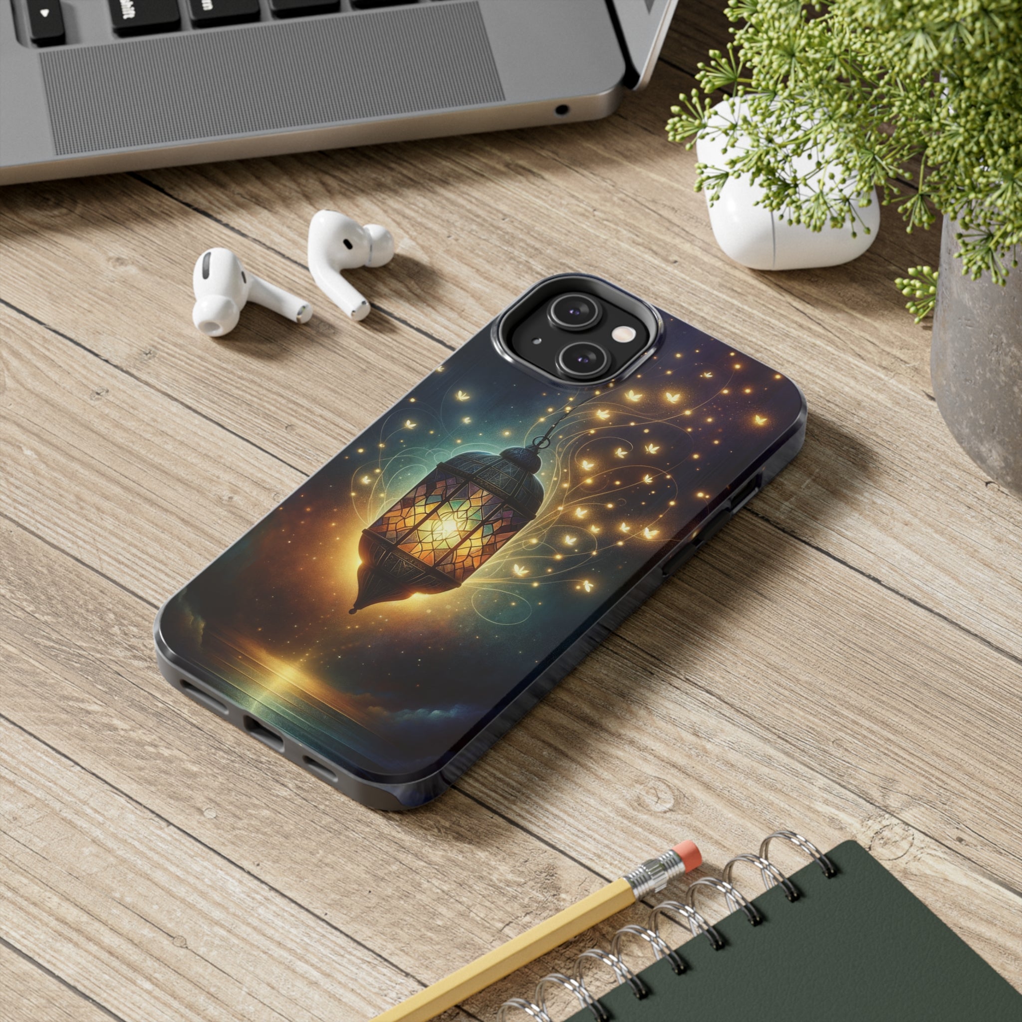 Fireflies around lamp - Tough Phone Case