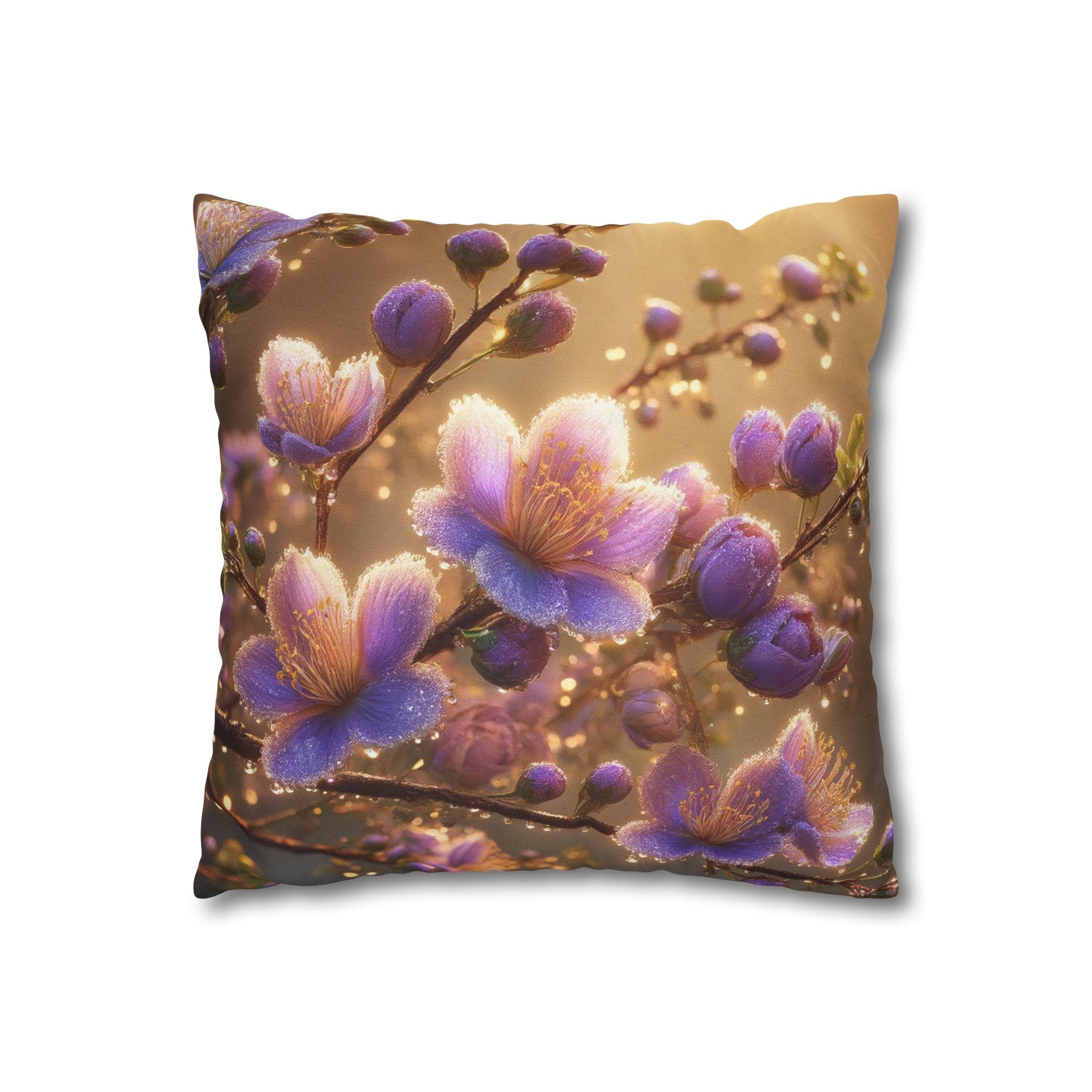 Purple diamond flowers (3) - Polyester Square Pillowcase