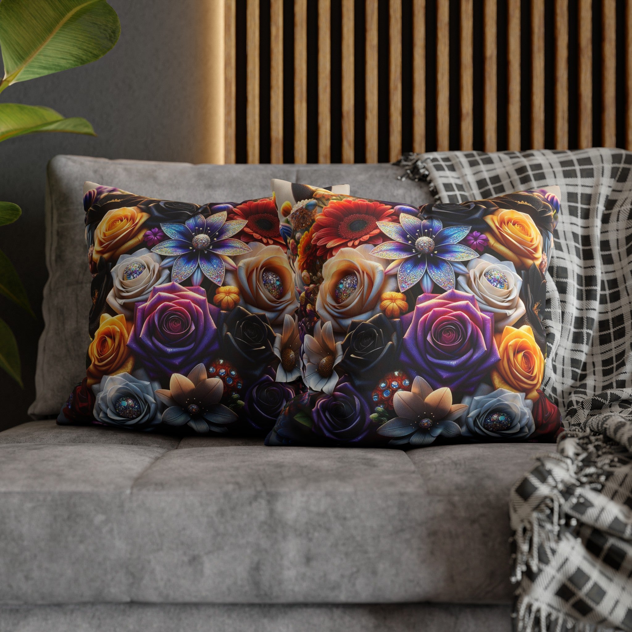 Colourful Bouquet (4) - Suede Square Pillowcase