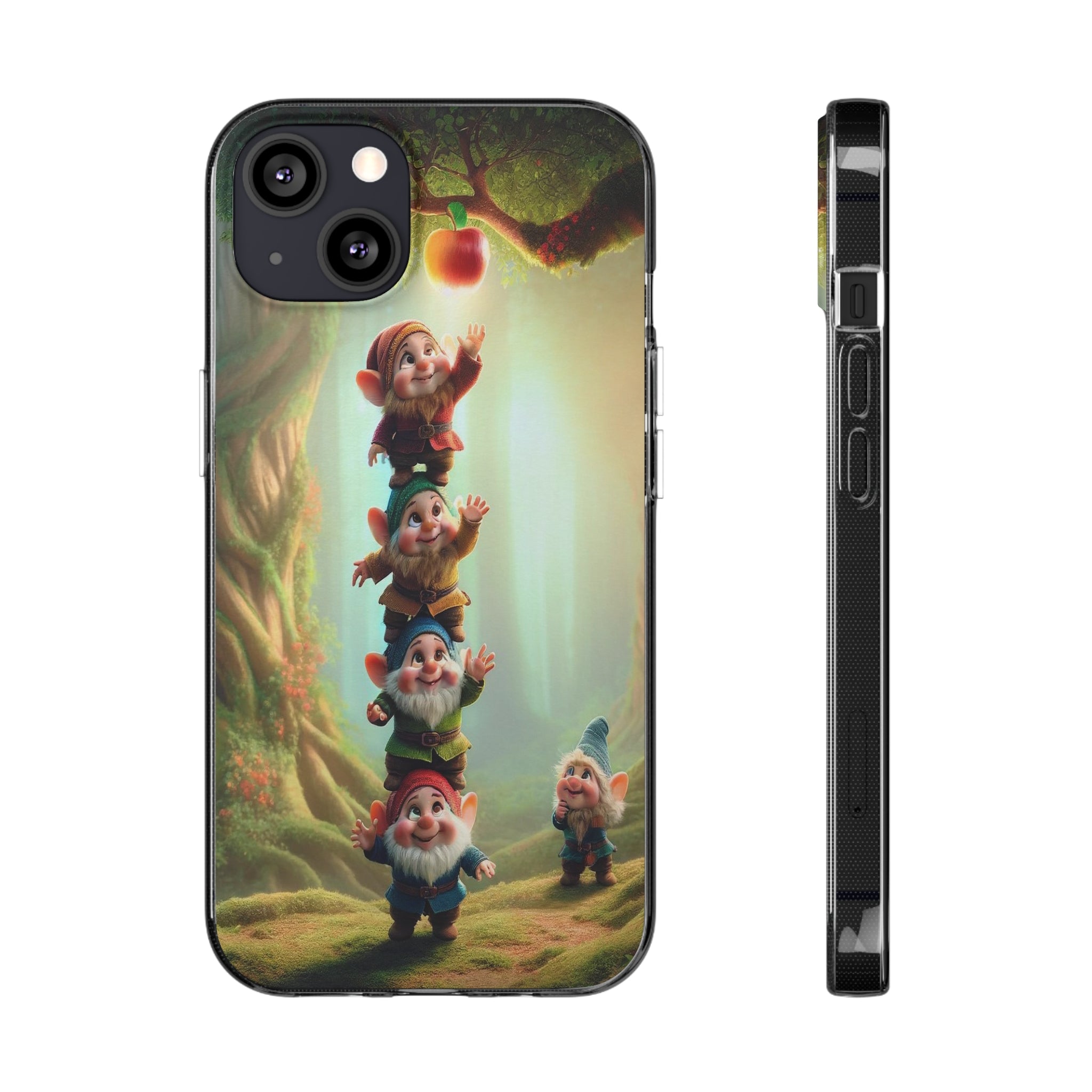 Gnomes reaching an apple - Soft Phone Case