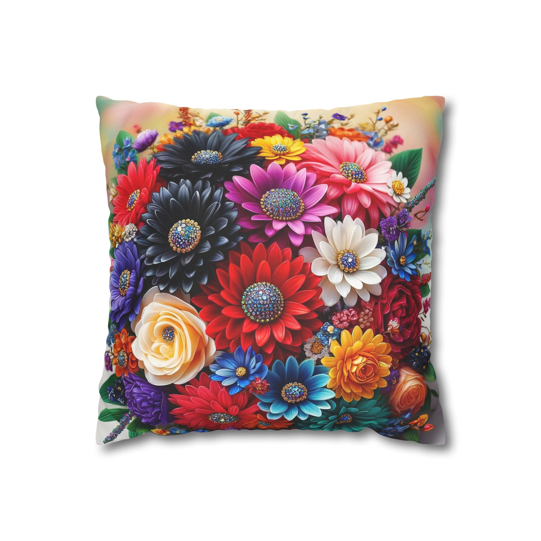 Colourful Bouquet (3) - Suede Square Pillowcase