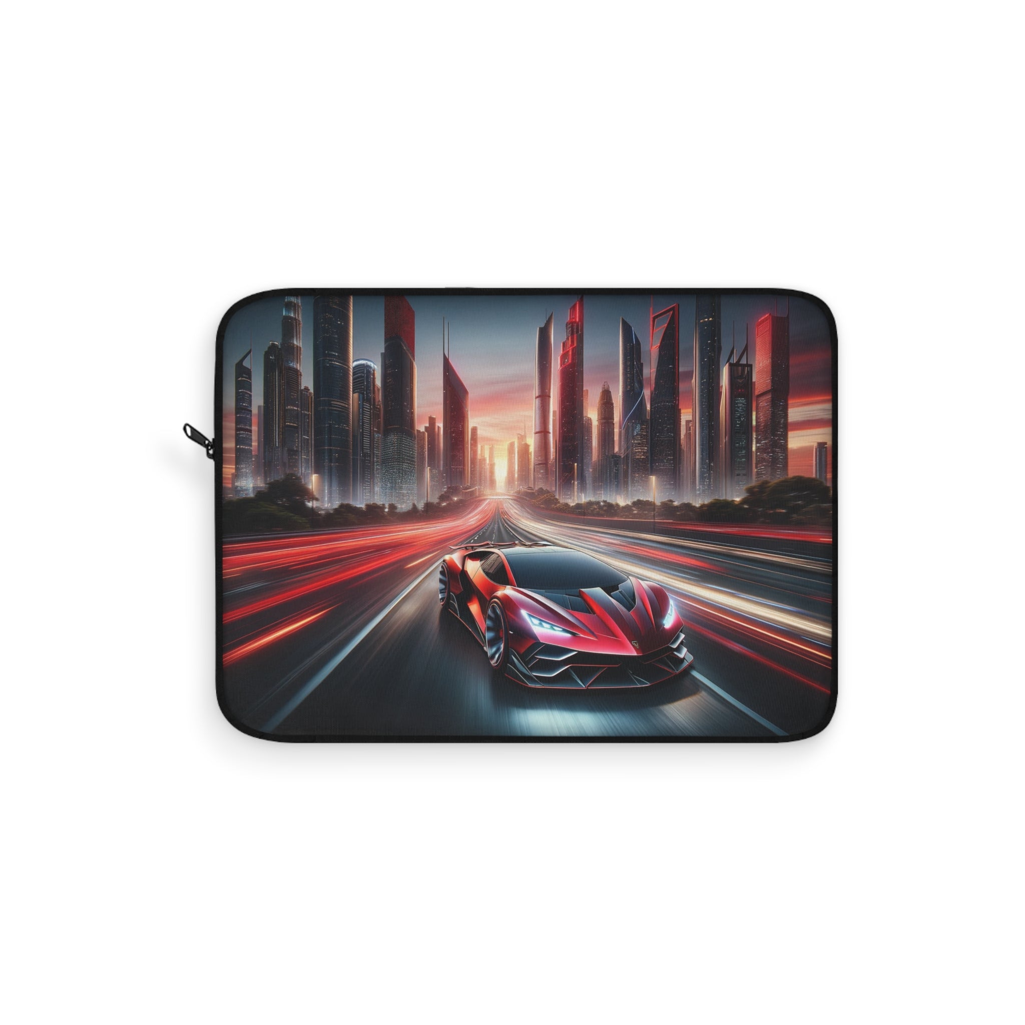 Red car speeding on the road - Laptop Sleeve