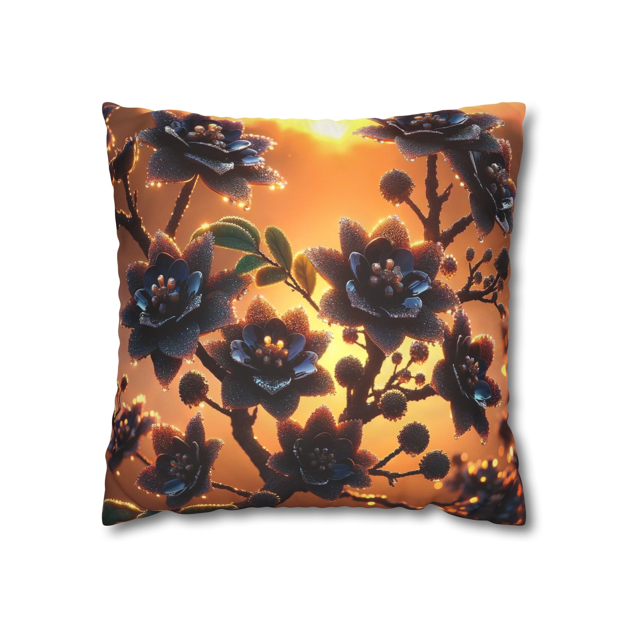 Black diamond flowers (3) - Suede Square Pillowcase