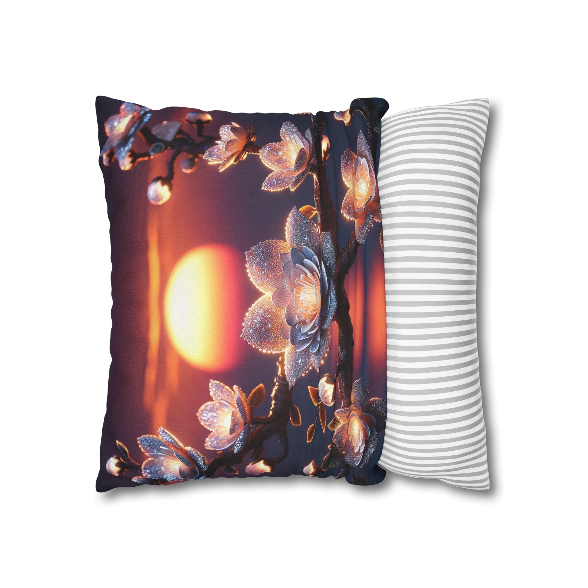 White diamond flowers (6) - Polyester Square Pillowcase