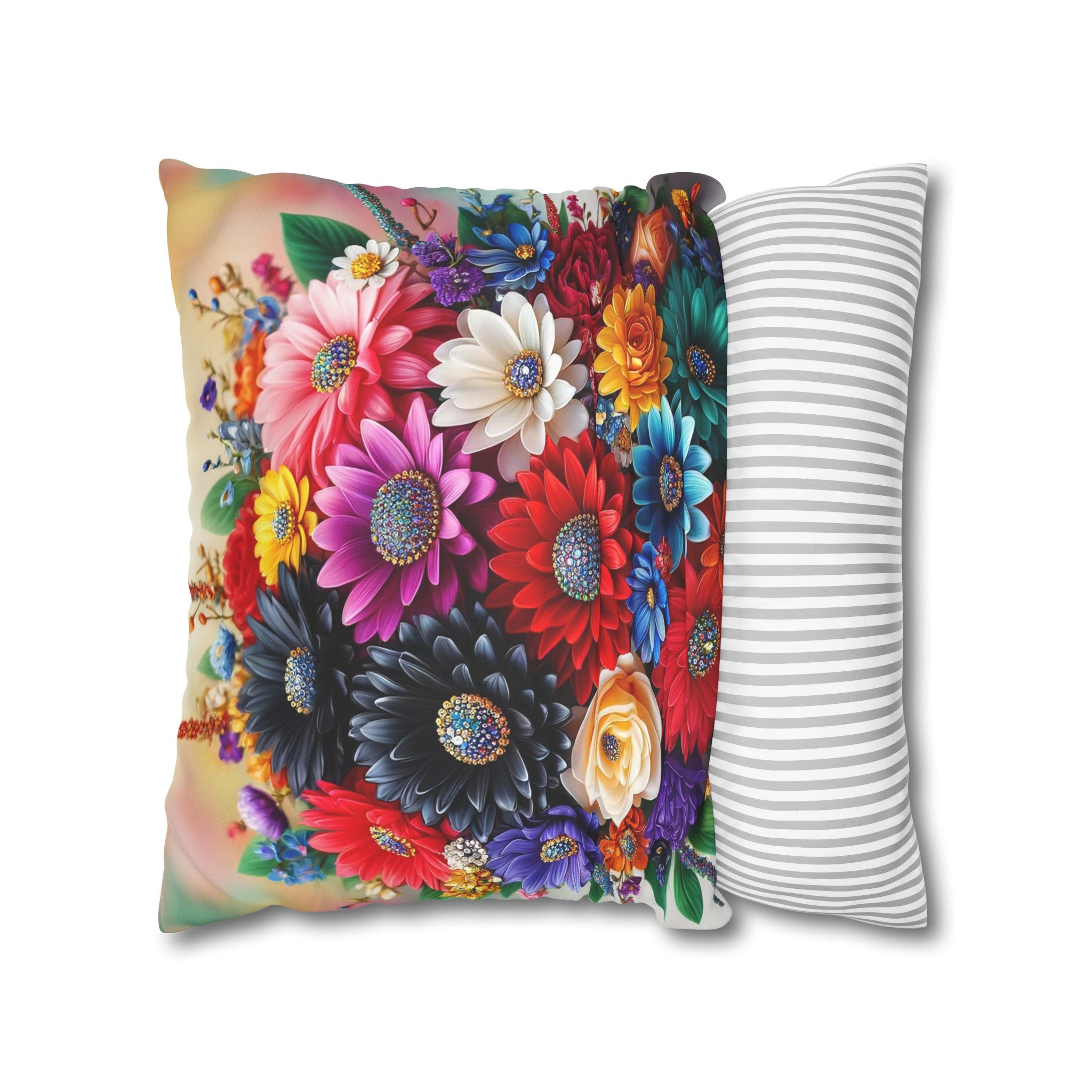 Colourful Bouquet (3) - Suede Square Pillowcase