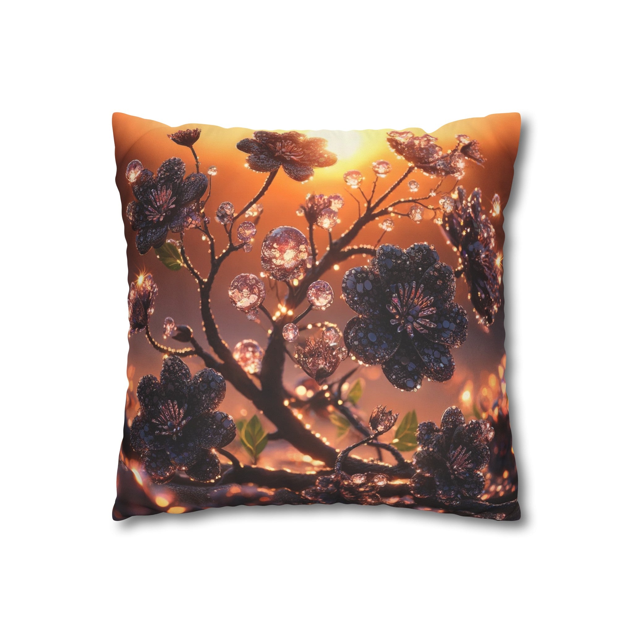 Black diamond flowers (2) - Suede Square Pillowcase