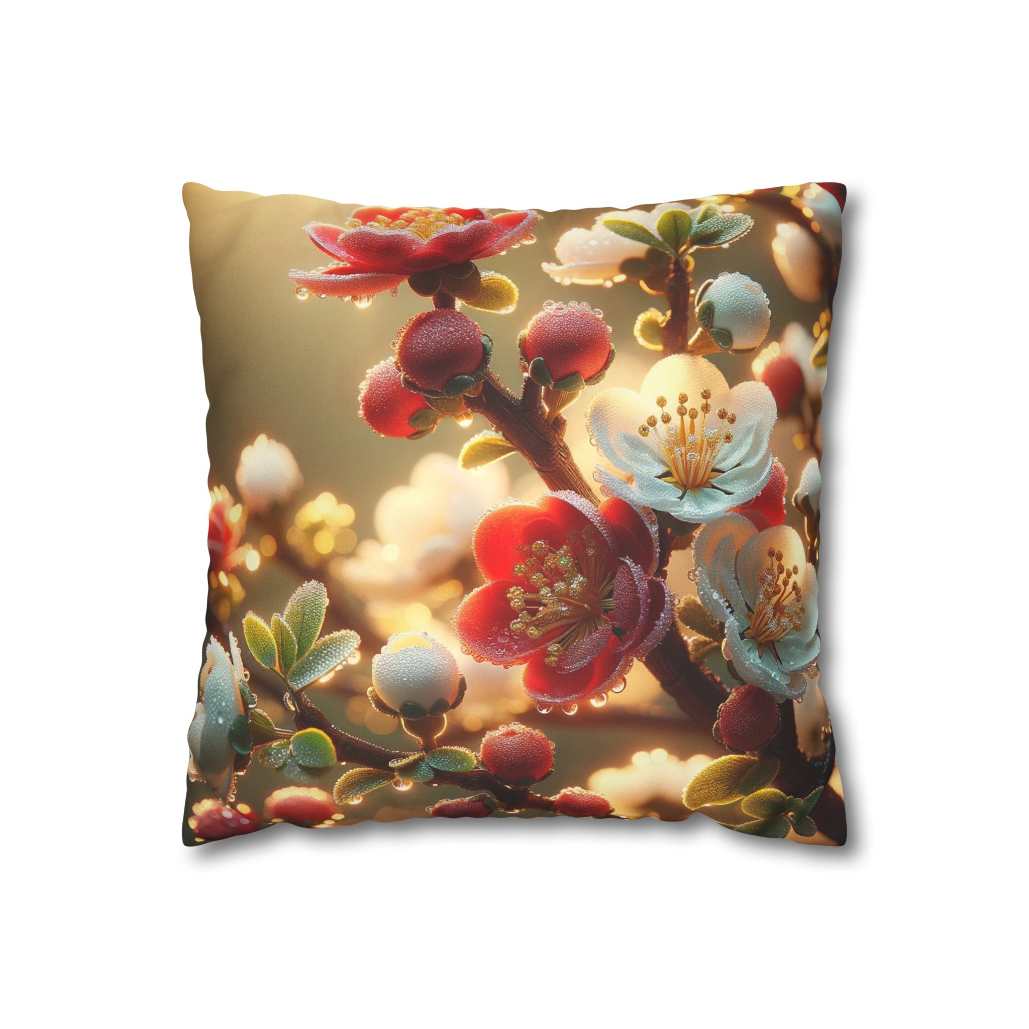 Red diamond flowers (6) - Suede Square Pillowcase