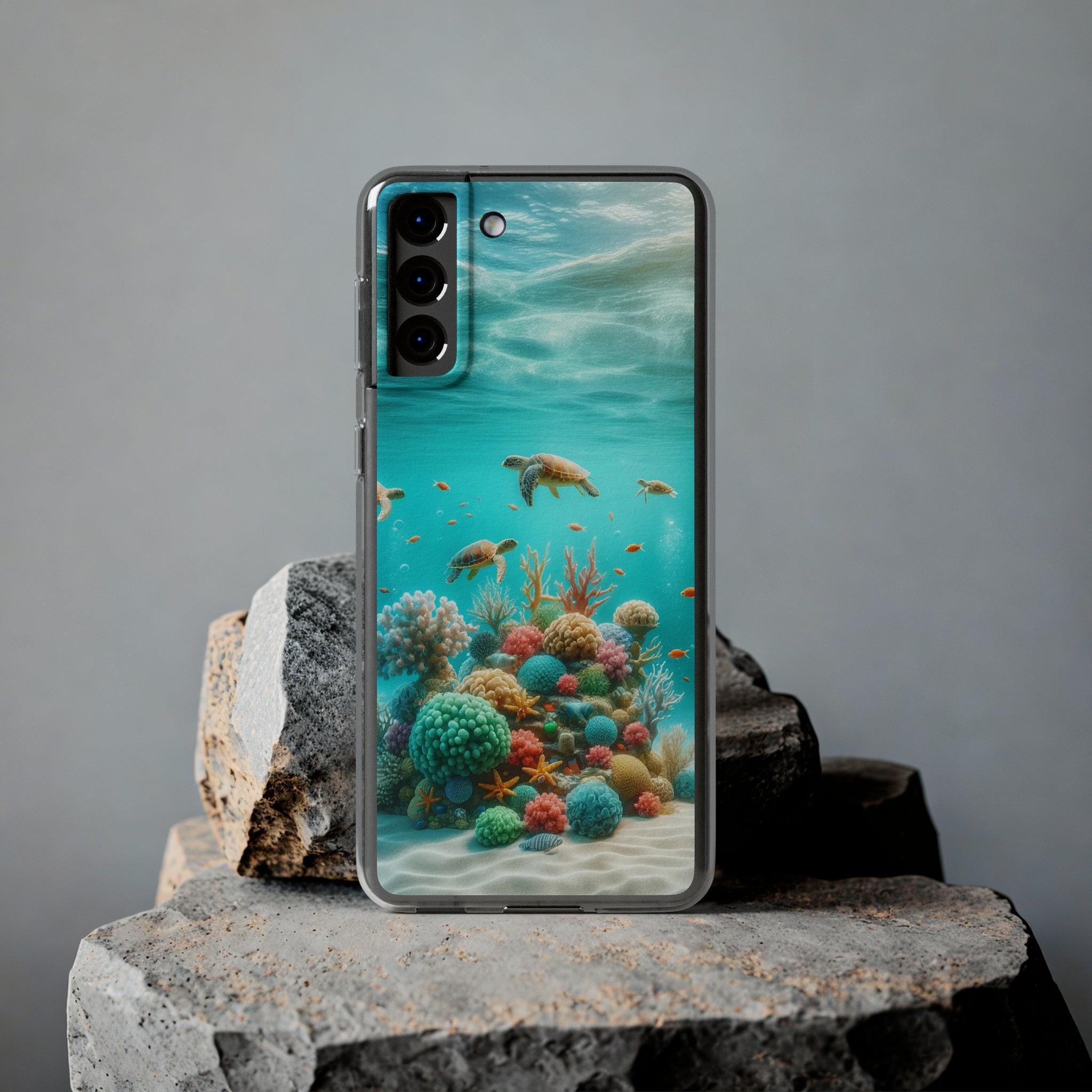 Turtles on coral reef - Soft Phone Case