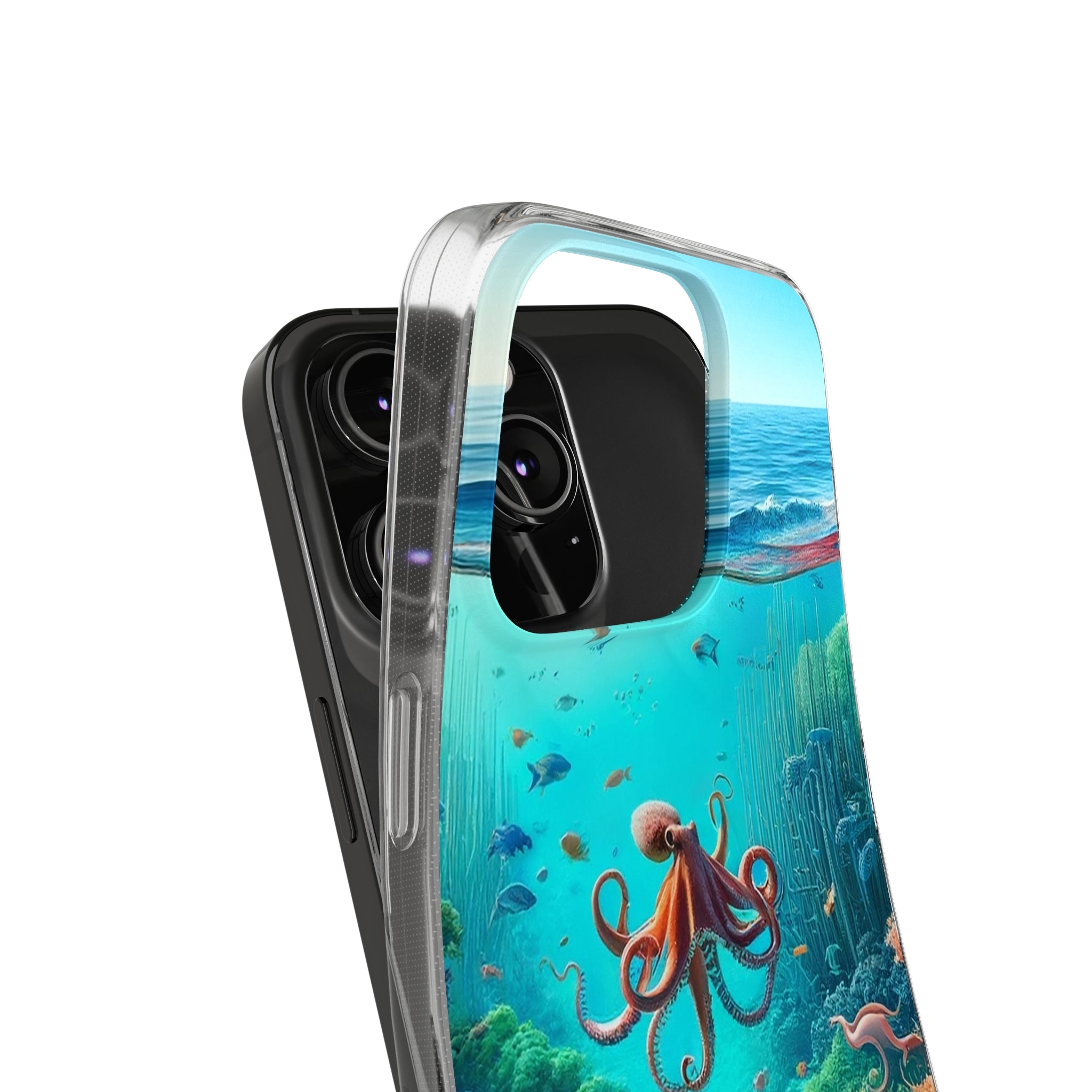 Octopus in turquoise water - Soft Phone Case