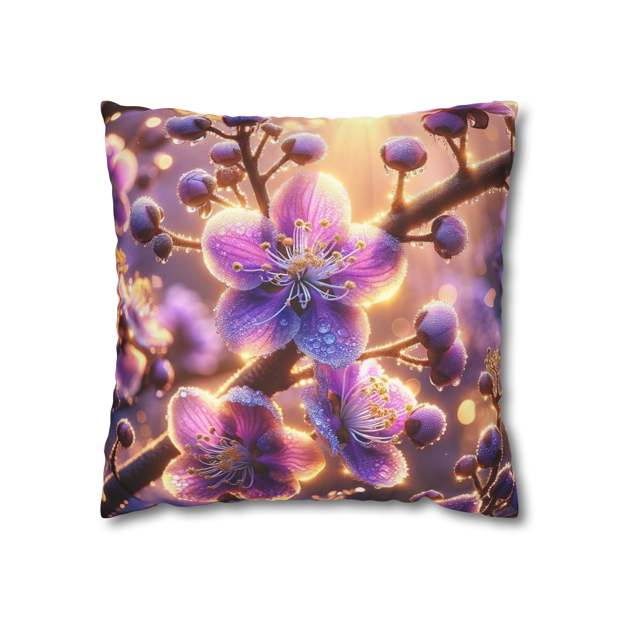 Purple diamond flowers (2) - Suede Square Pillowcase