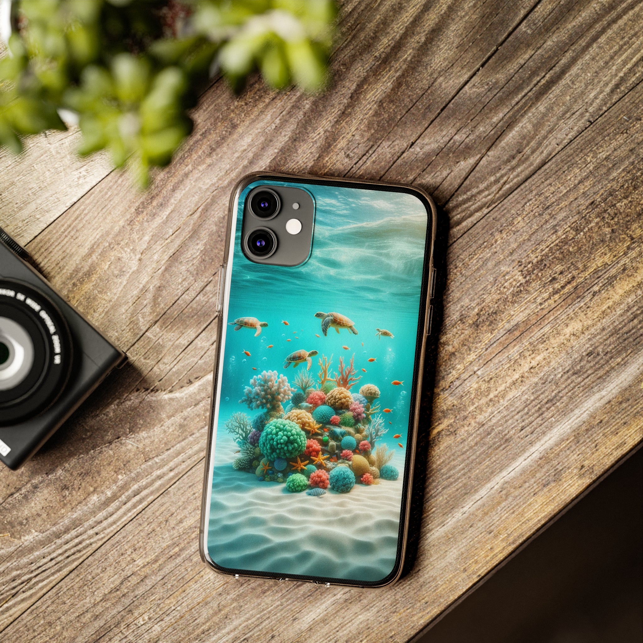 Turtles on coral reef - Soft Phone Case