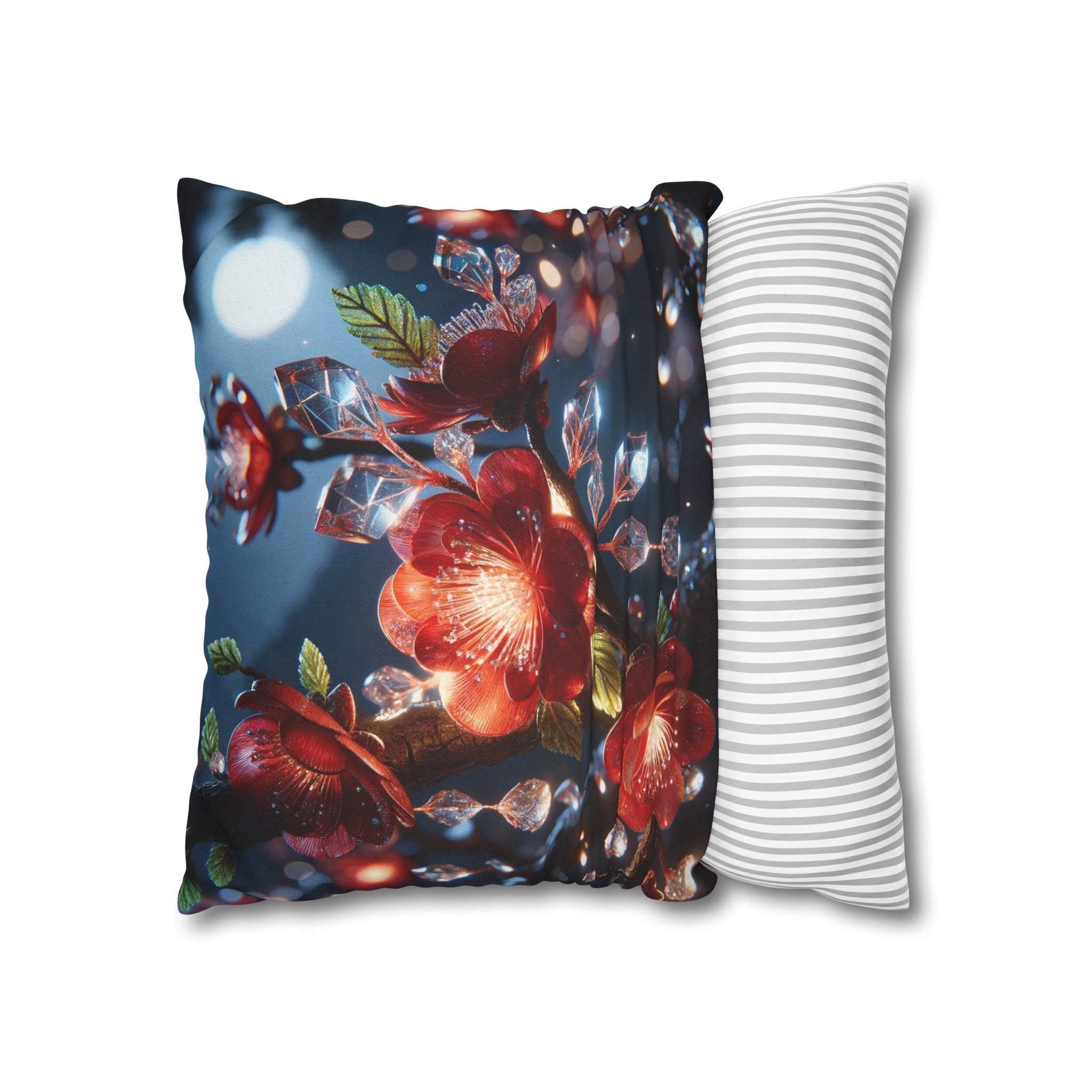 Red diamond flowers (5) - Polyester Square Pillowcase