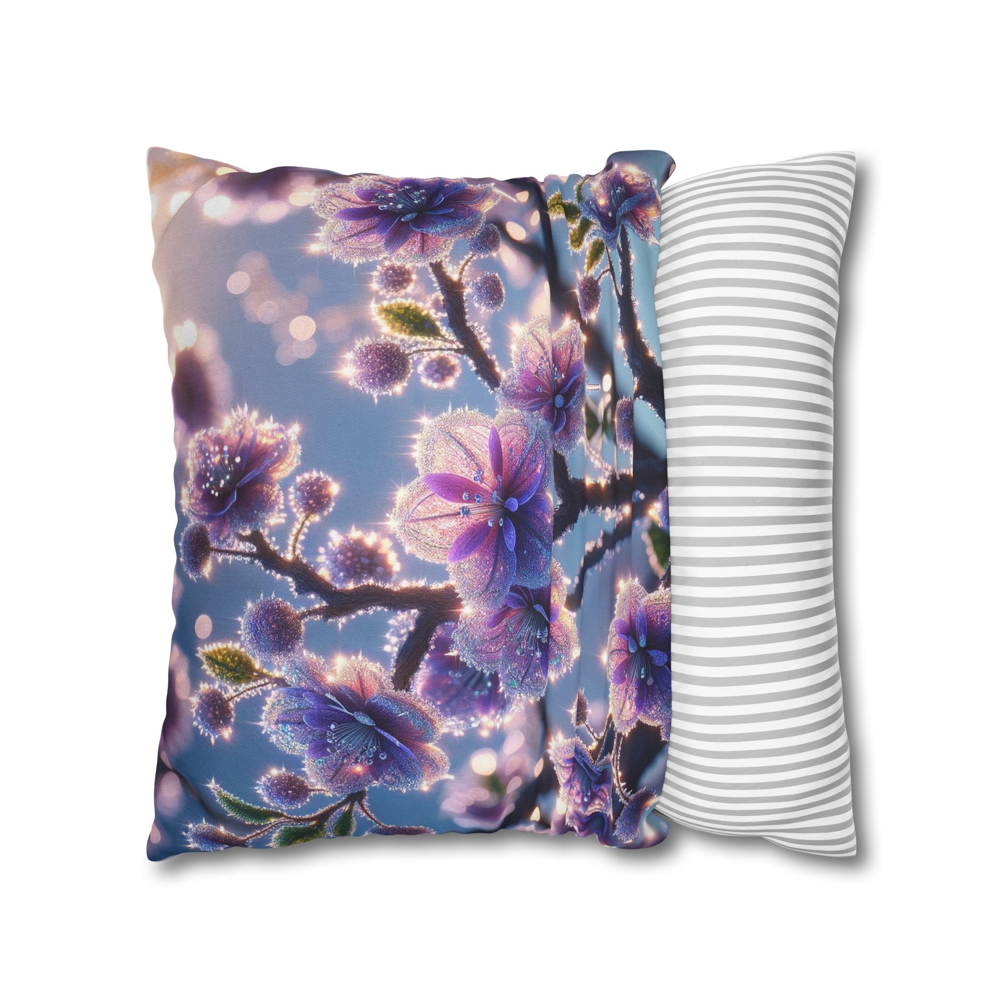 Purple diamond flowers (1) -  Polyester Square Pillowcase