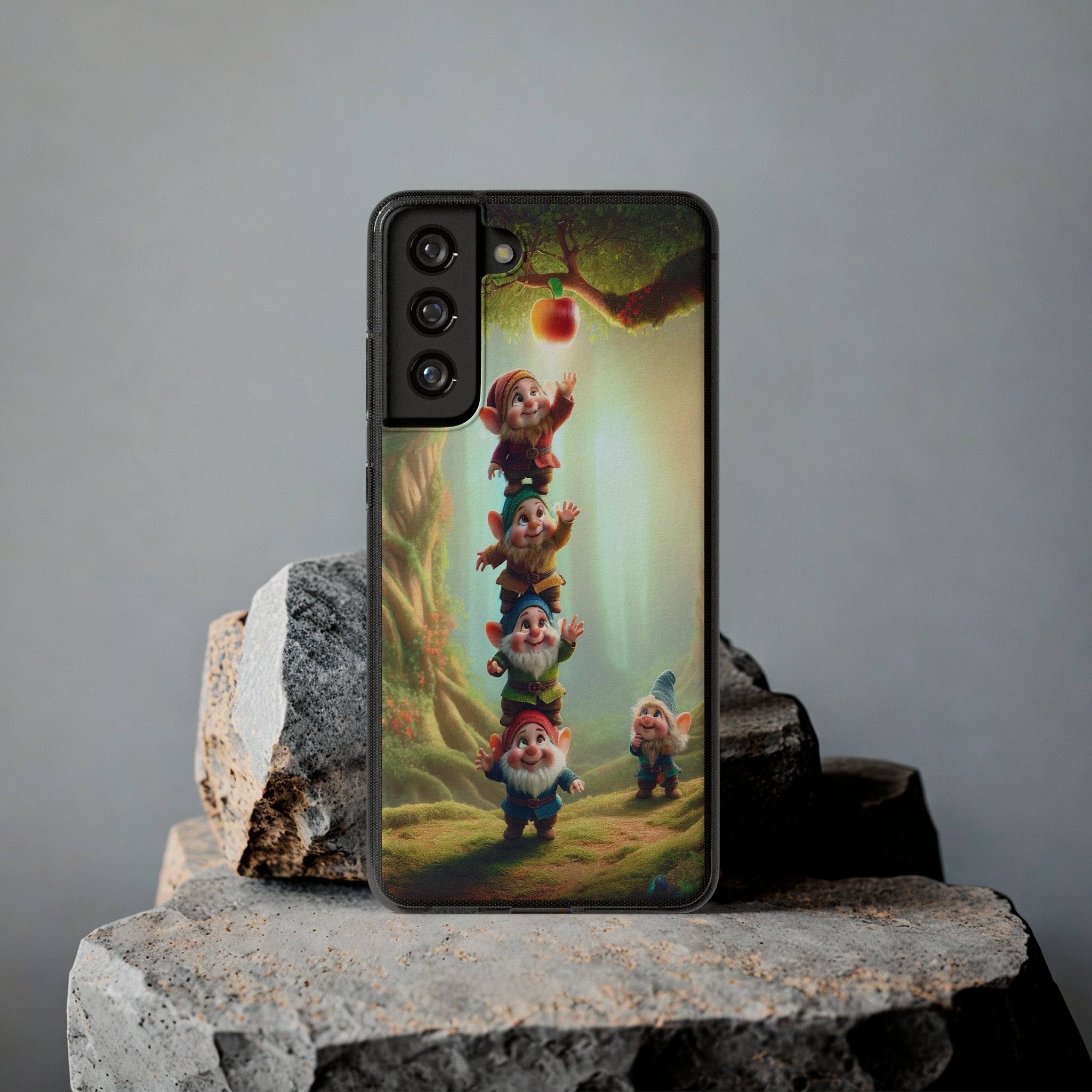 Gnomes reaching an apple - Soft Phone Case