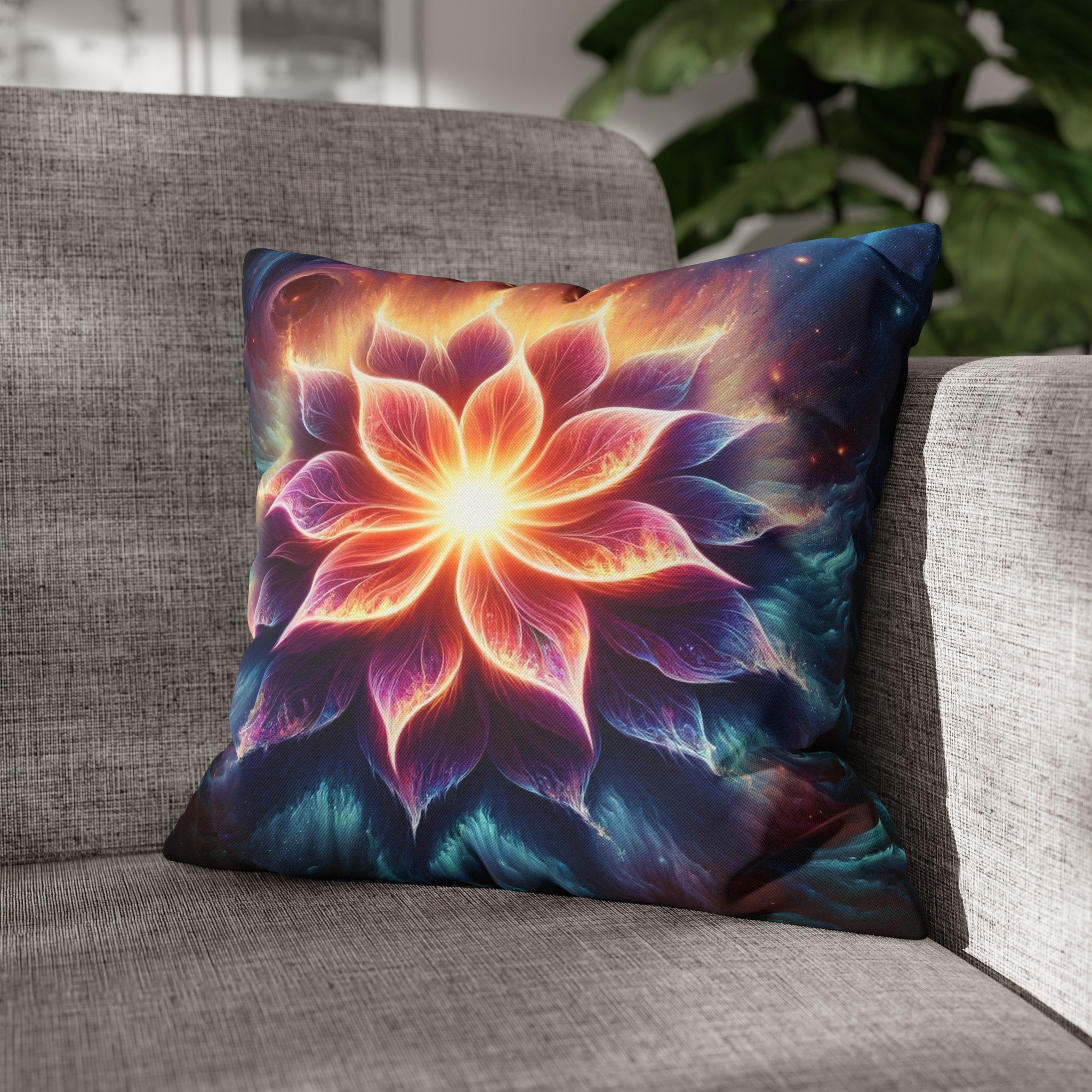 Galaxy-flower 1 - Spun Polyester Square Pillowcase