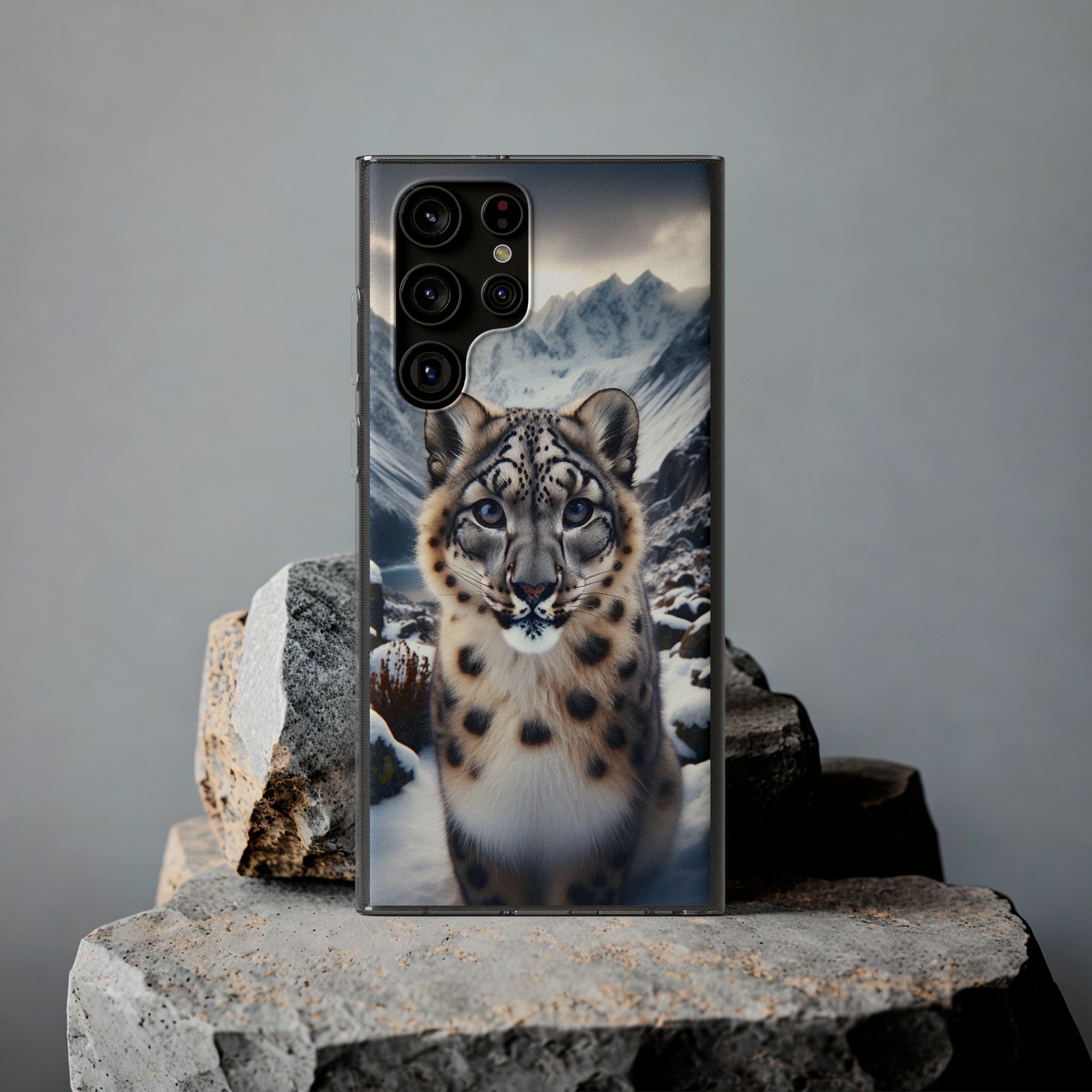 Curious Snow Leopard - Soft Phone Case