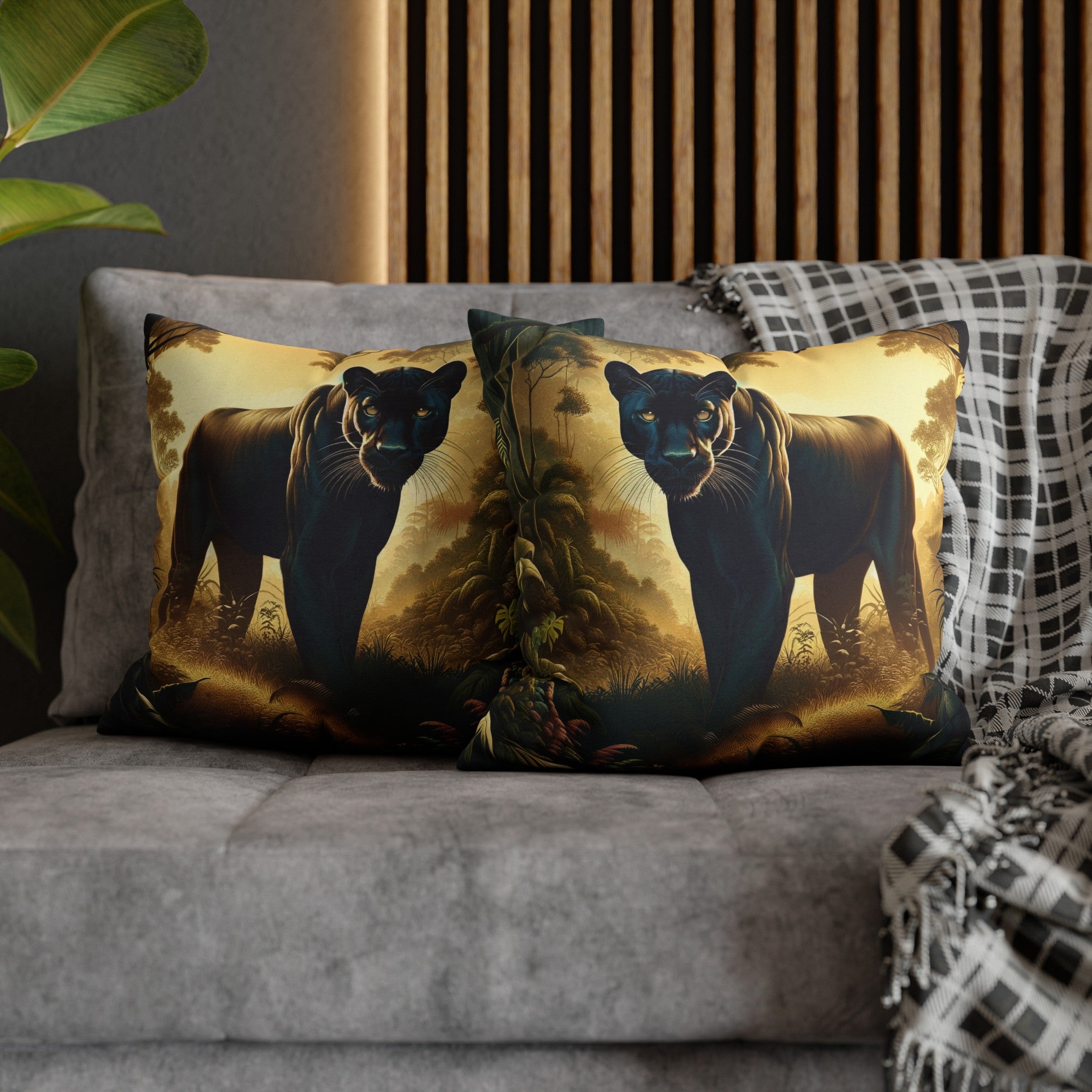 A Tiger walking in the jungle - Spun Polyester Square Pillowcase