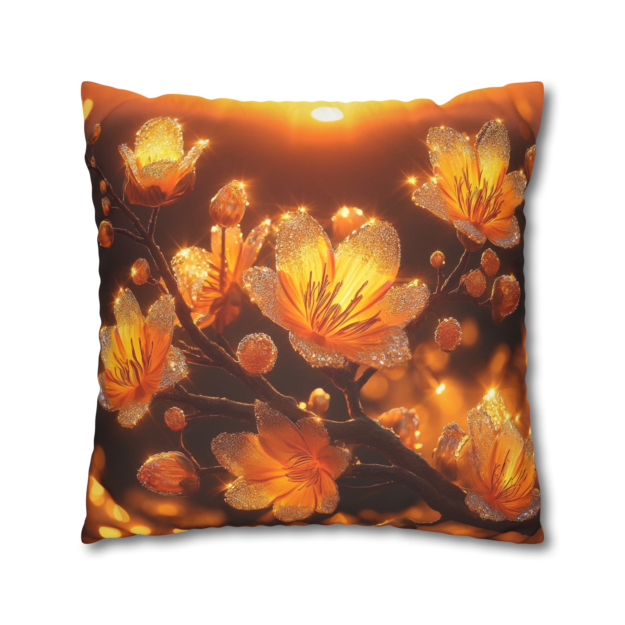 Yellow diamond flowers (3) - Suede Square Pillowcase