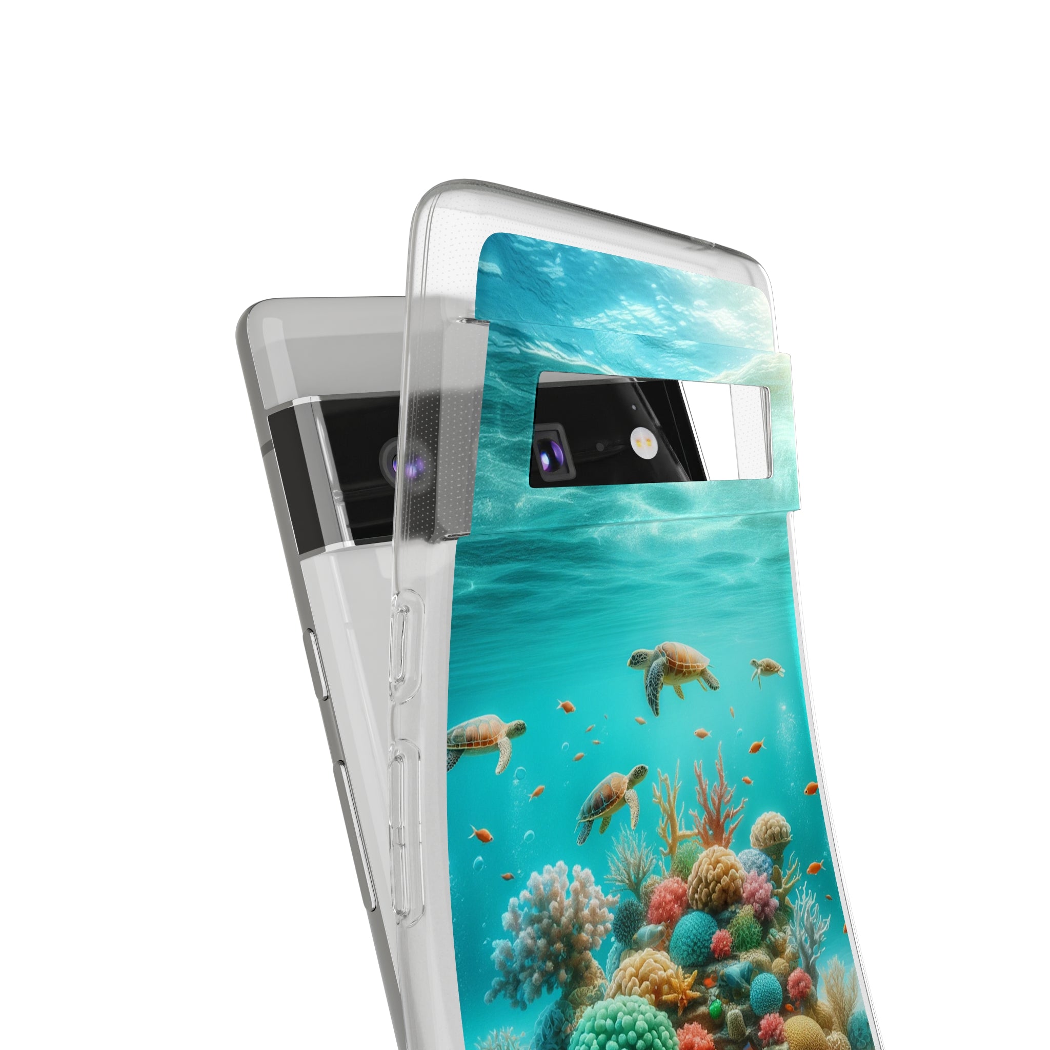 Turtles on coral reef - Soft Phone Case