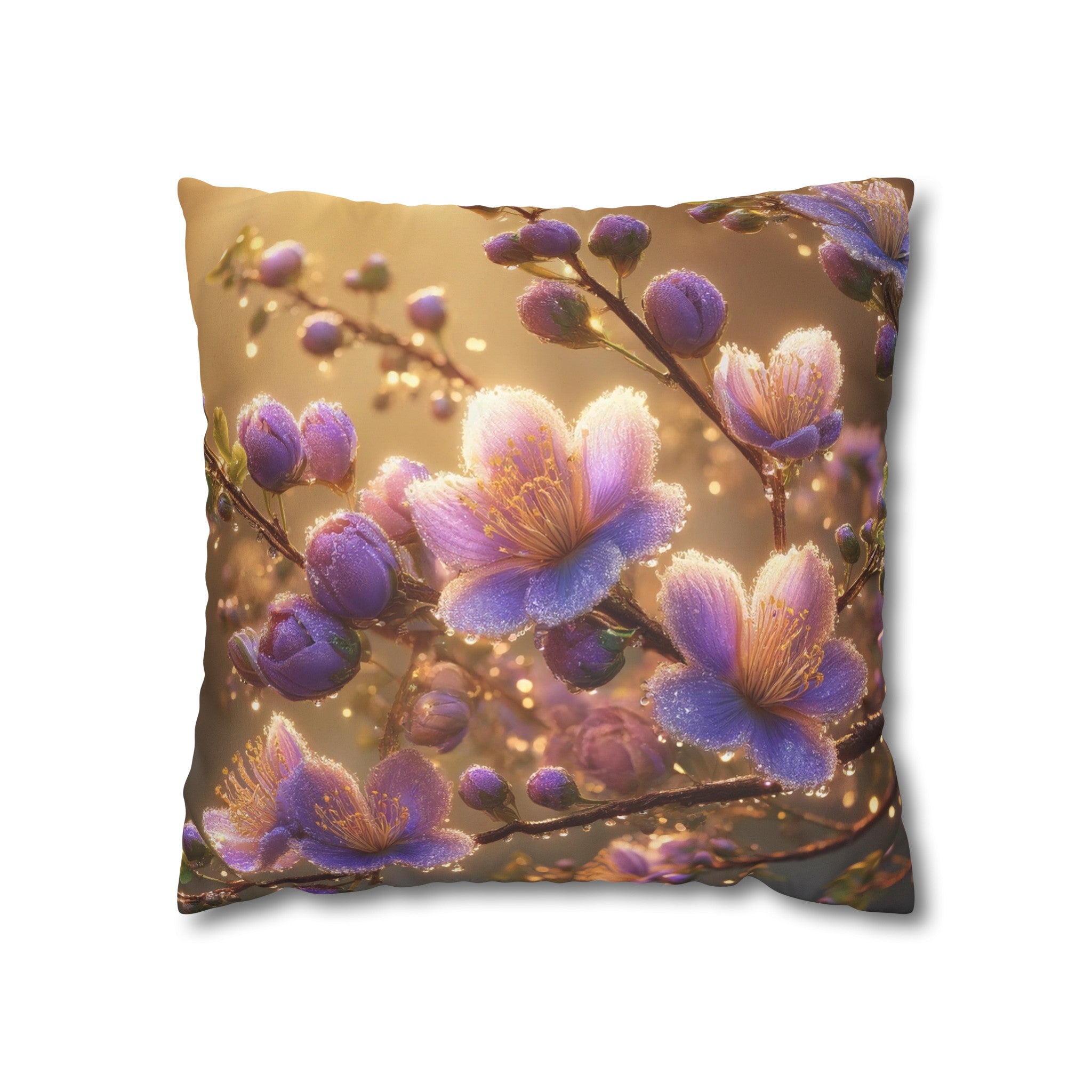 Purple diamond flowers (3) - Suede Square Pillowcase