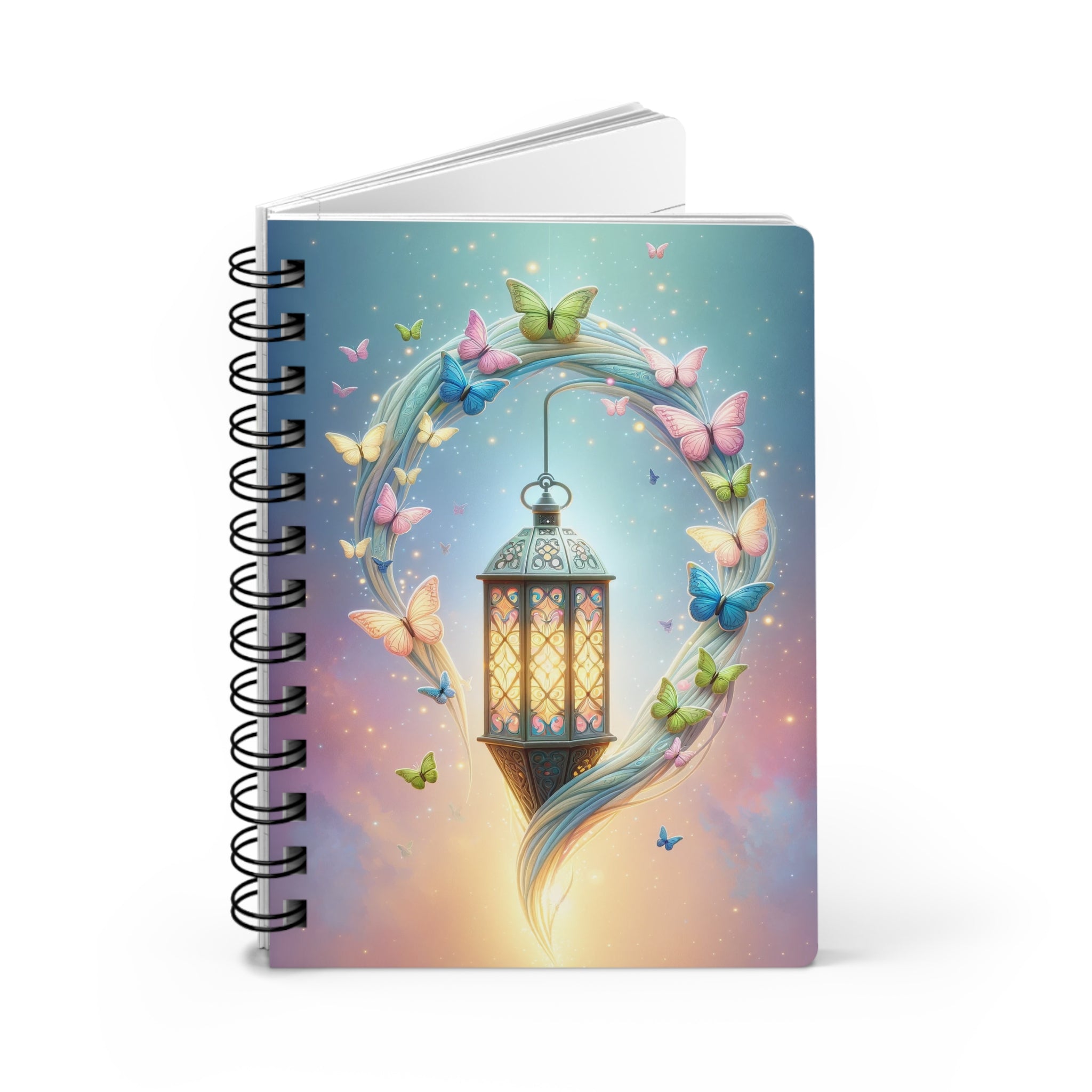 Lamp with coloured butterflies - Spiral Notebook