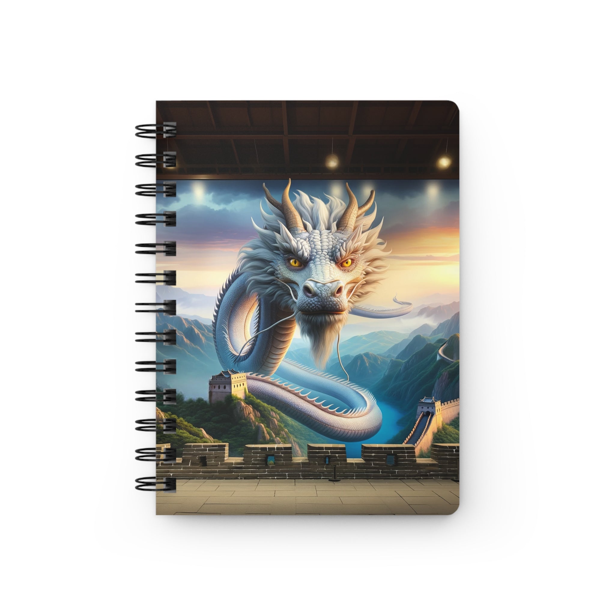 A curious, white, flying dragon - Spiral Notebook