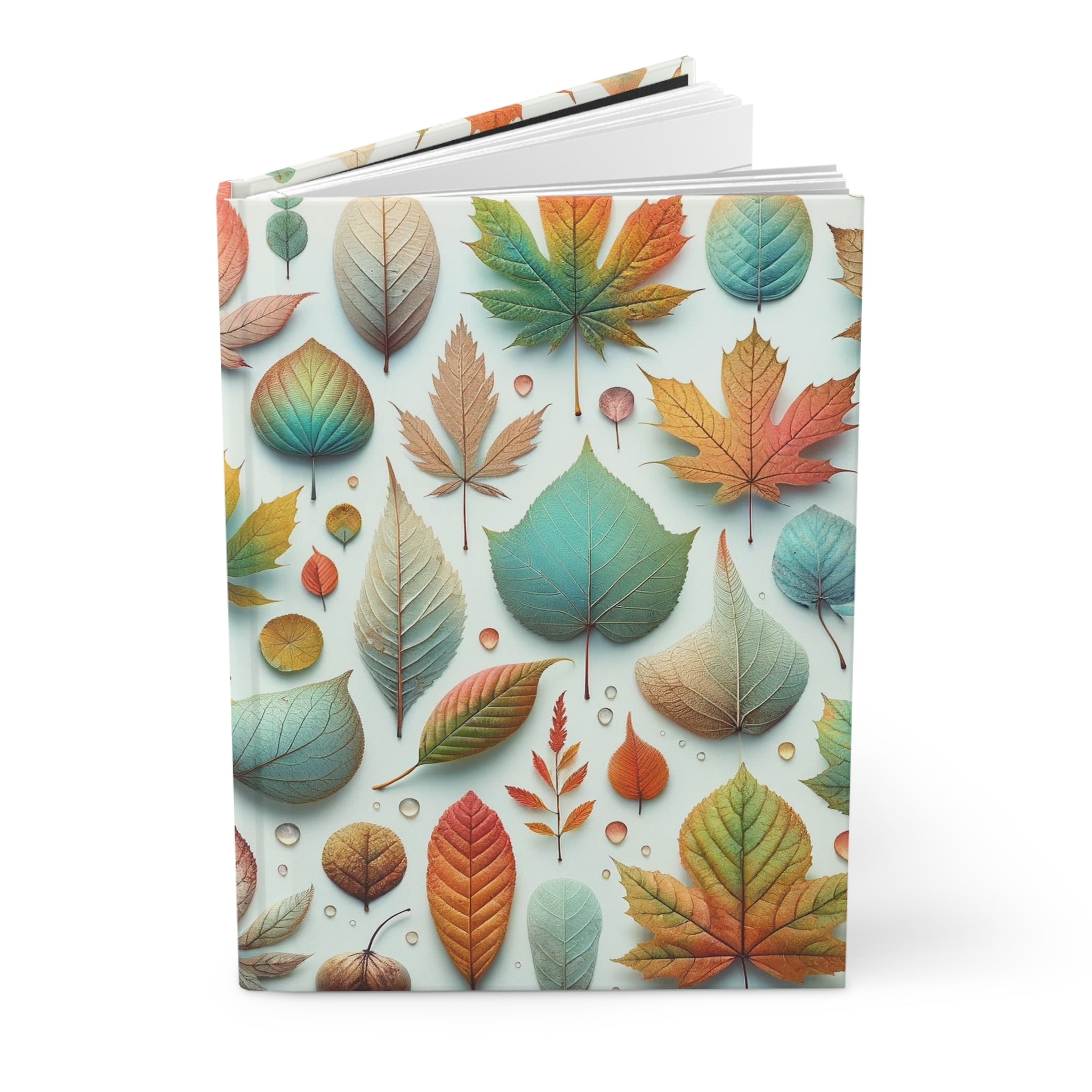 Pastel coloured leaves - Hardcover Notebook