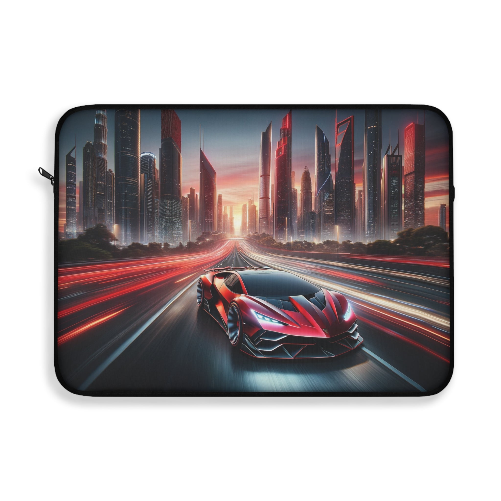 Red car speeding on the road - Laptop Sleeve