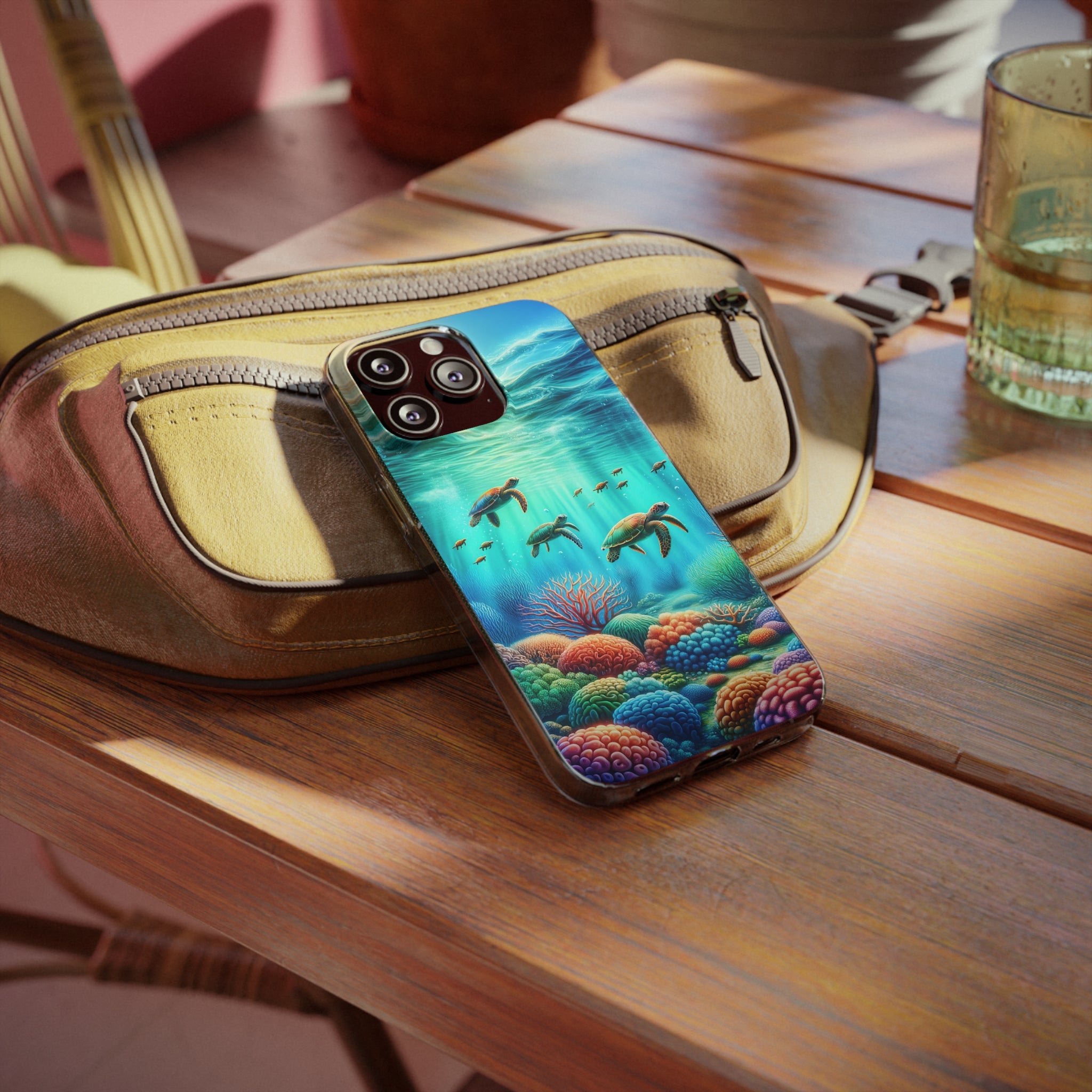 Turtles and coral reef - Soft Phone Case