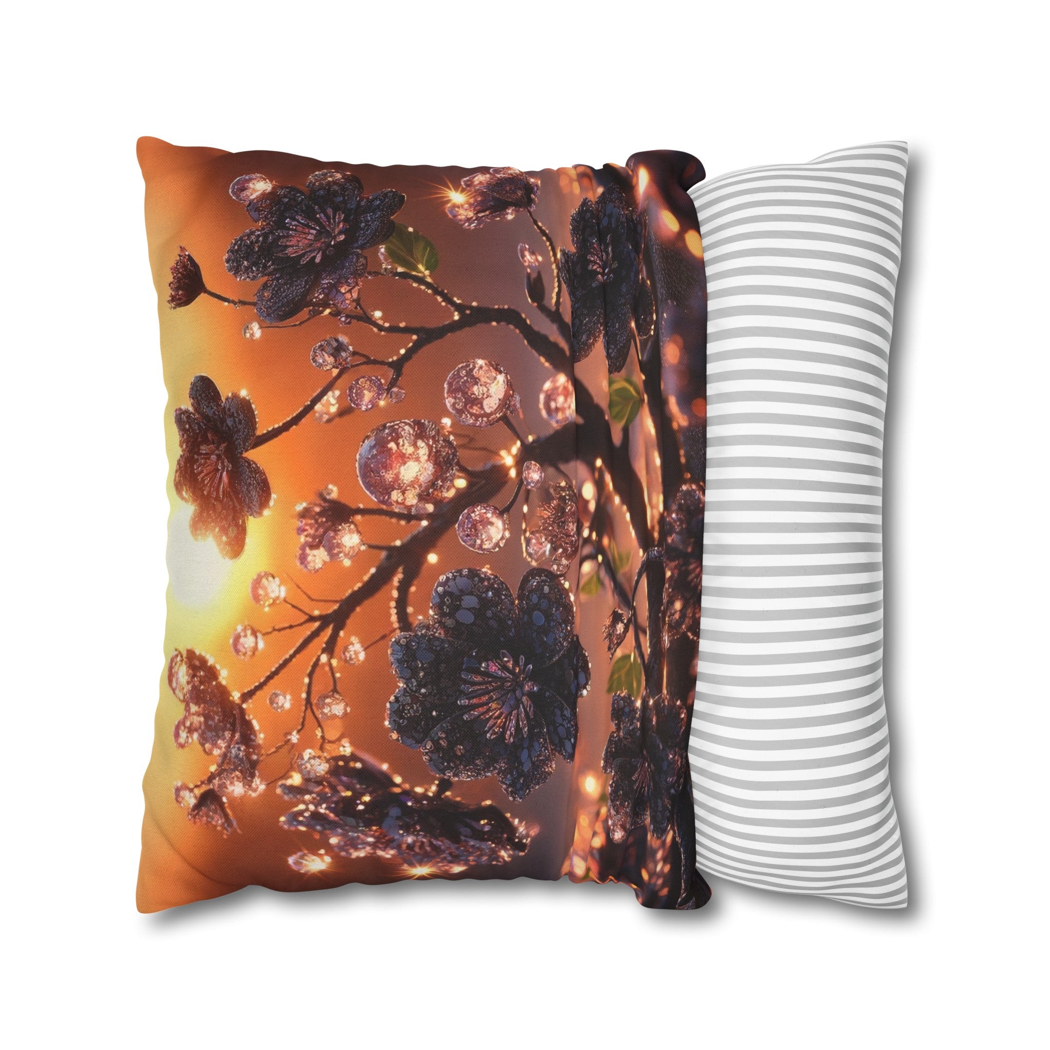 Black diamond flowers (2) - Polyester Square Pillowcase