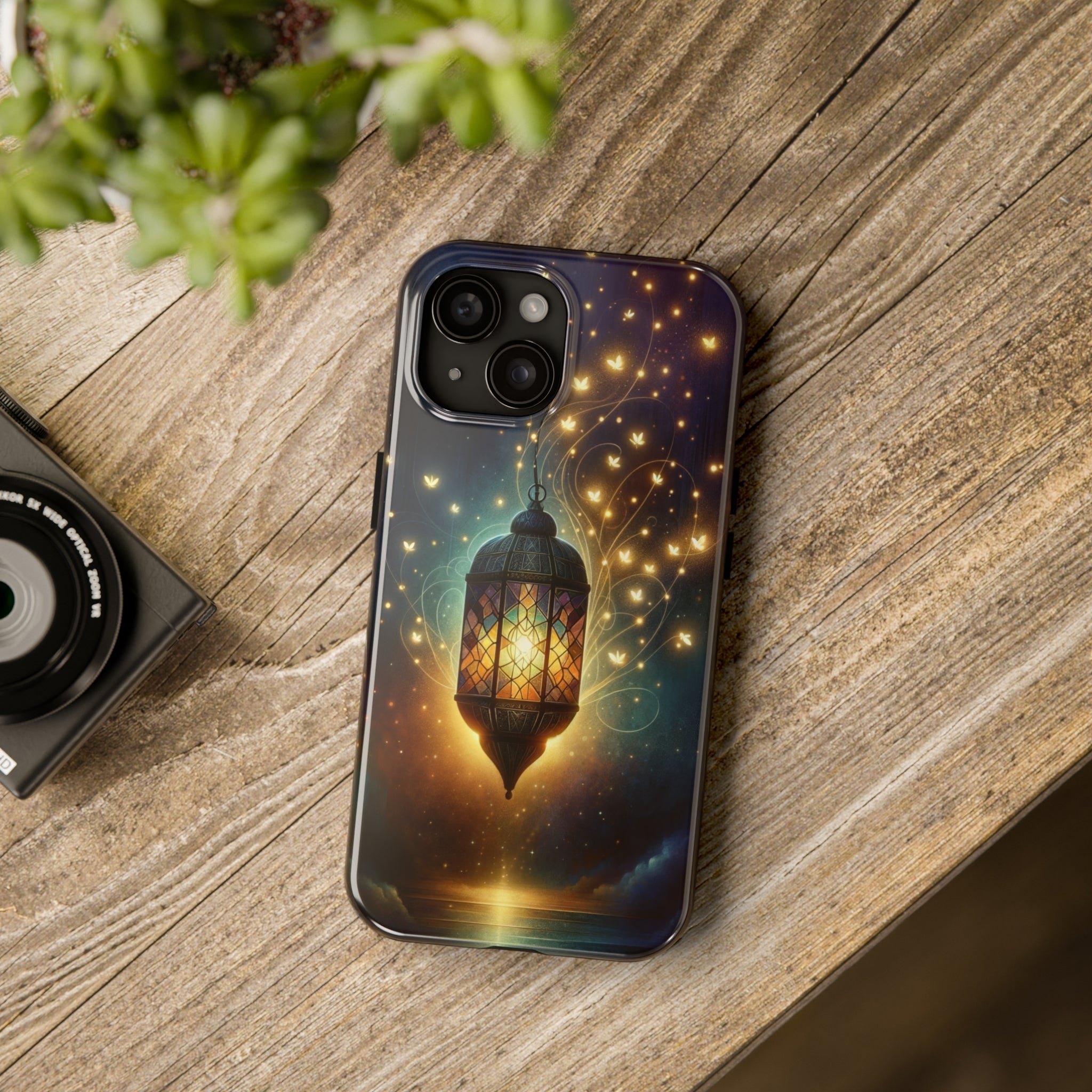 Fireflies around lamp - Tough Phone Case