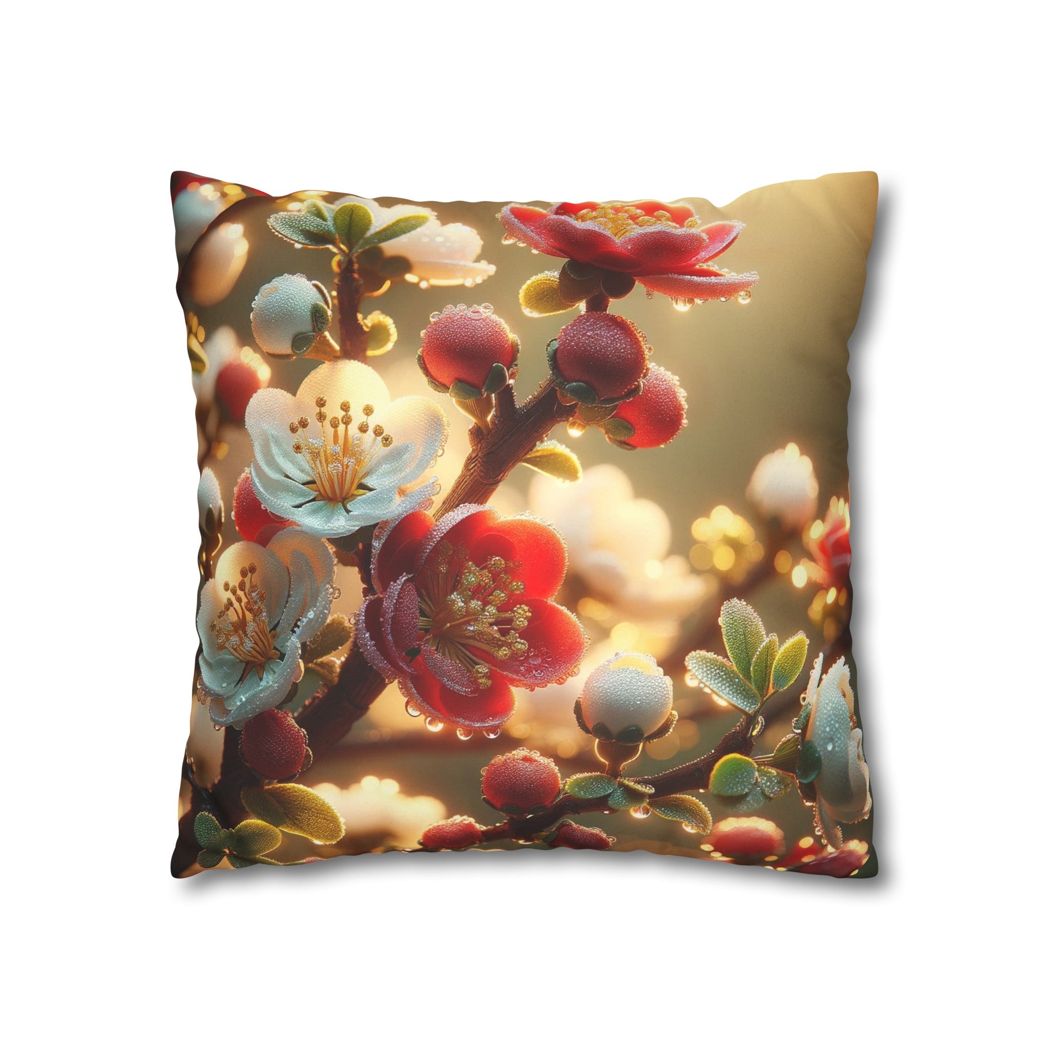 Red diamond flowers (6) - Suede Square Pillowcase