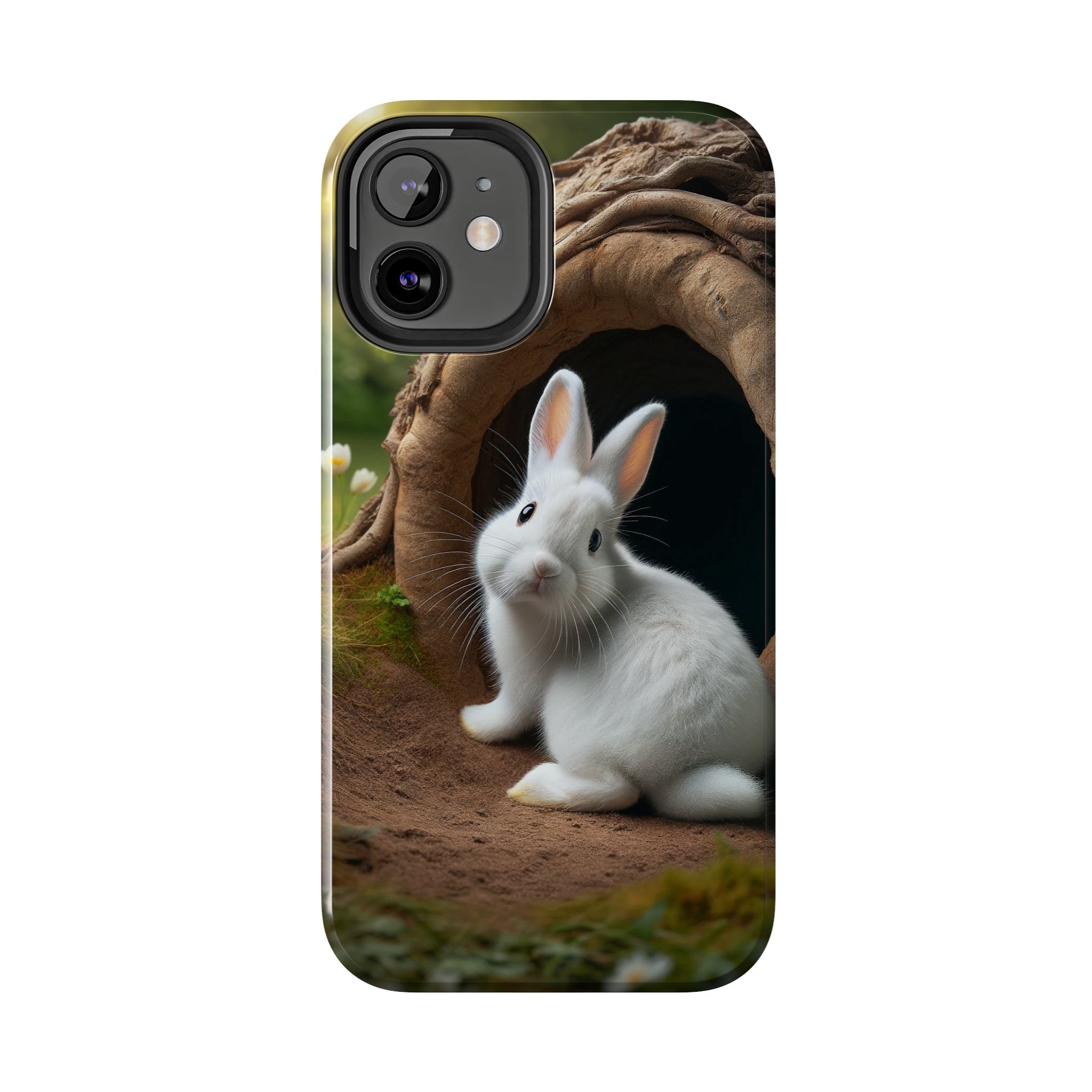 White curious rabbit - Tough Phone Case