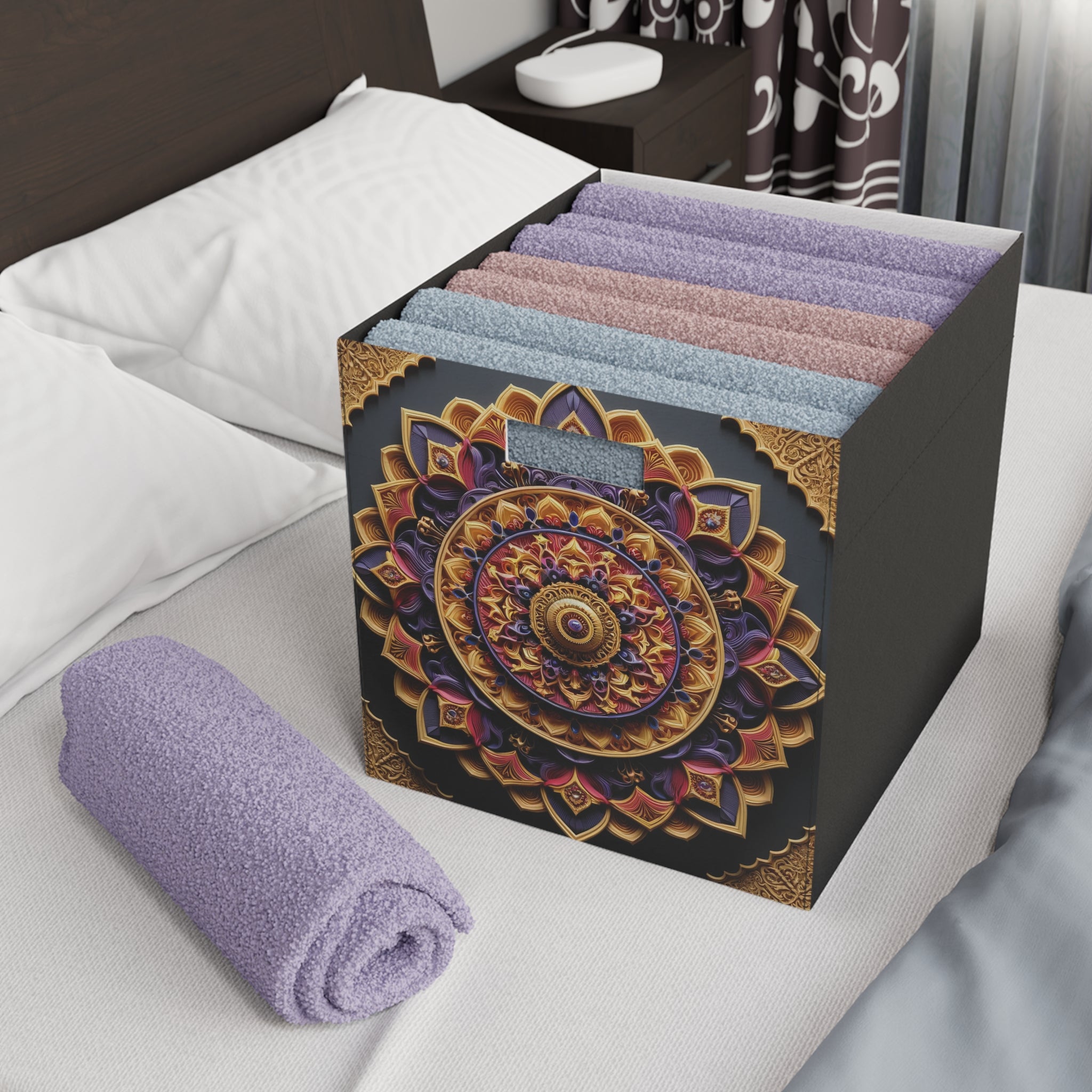 3D Purple-Golden mandala - Storage Box