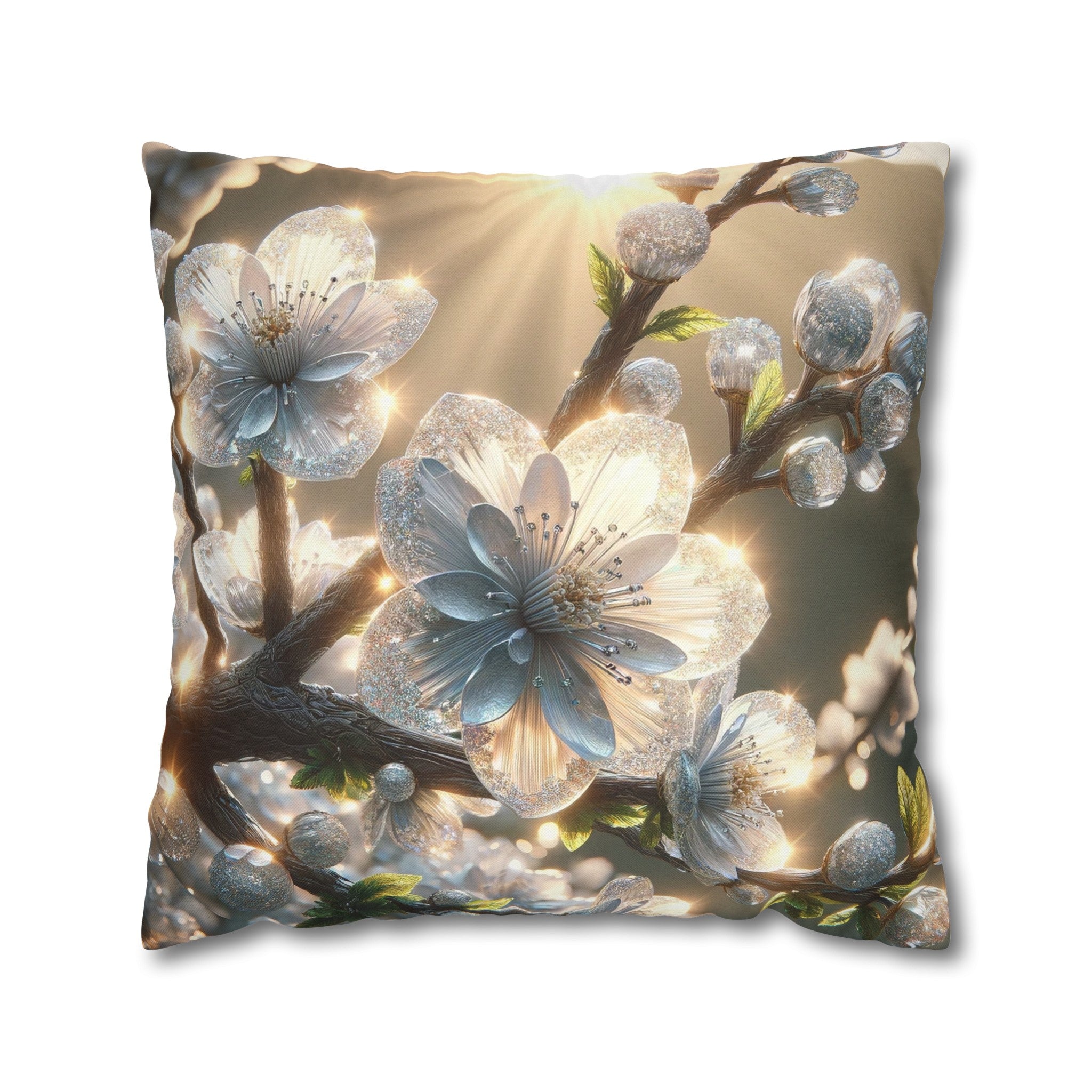 White diamond flowers (2) - Polyester Square Pillowcase