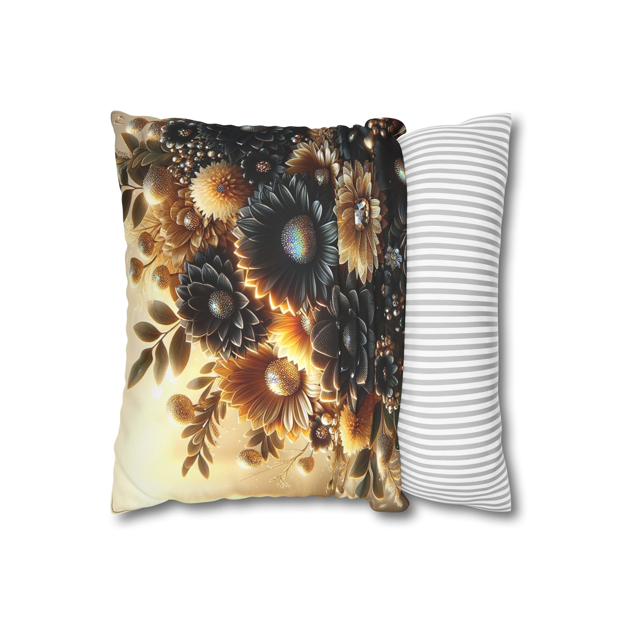 Black and golden Bouquet (2) - Suede Square Pillowcase